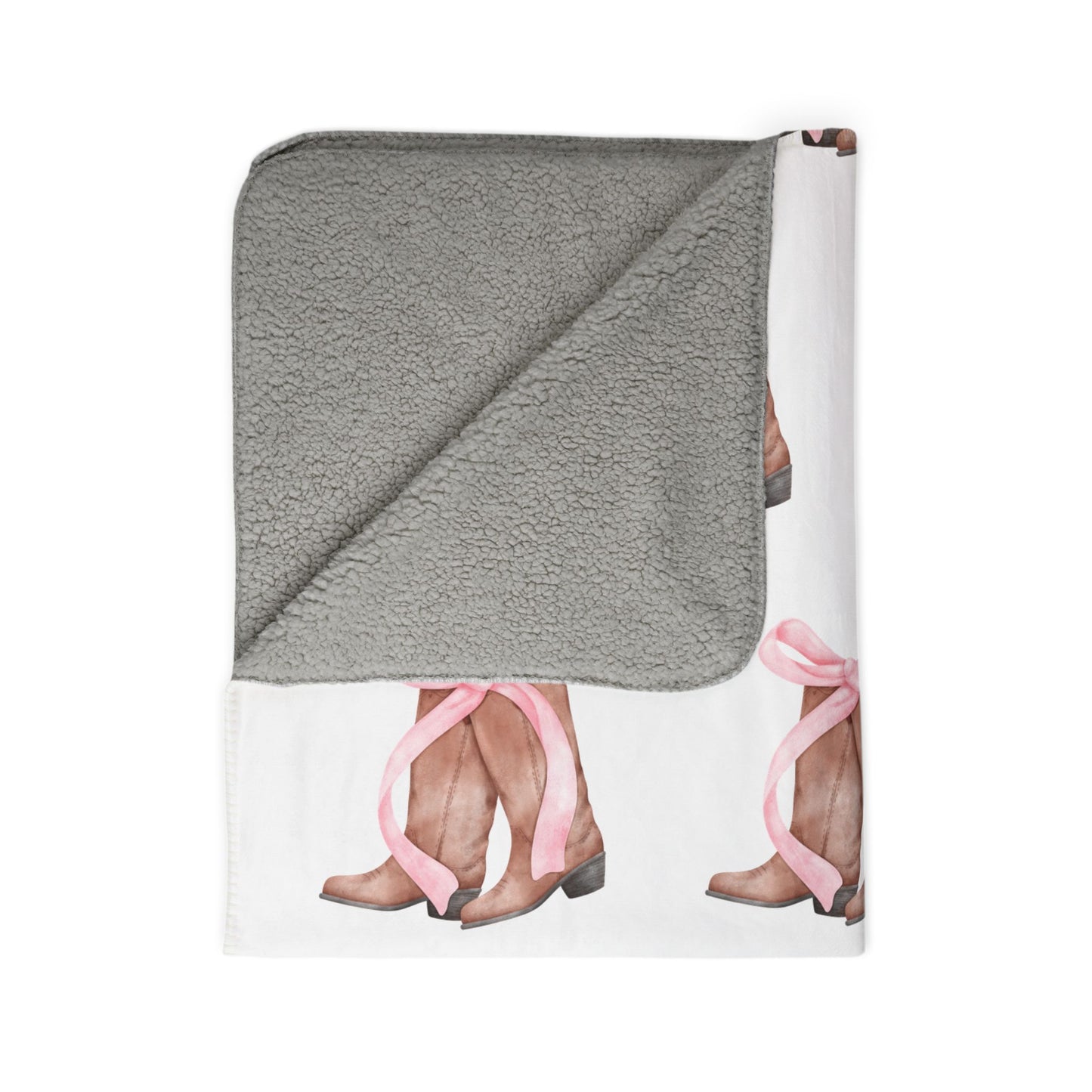 Pink Christmas Boots Fleece Blanket with Bow Design | Cozy Sherpa Blanket in 50"x60" & 60"x80" | The Yellow Butterfly