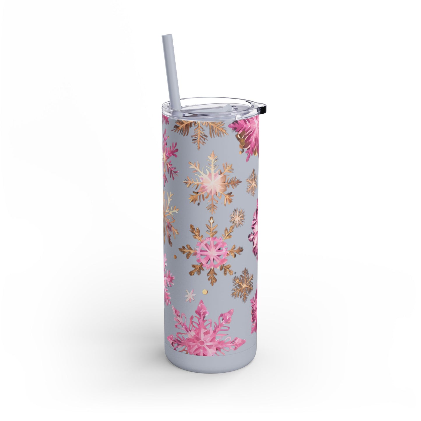 Frosty Snowflake Skinny Tumbler – 20oz Matte Skinny Tumbler  Dusty Rose, Dusty Blue, Sea Glass