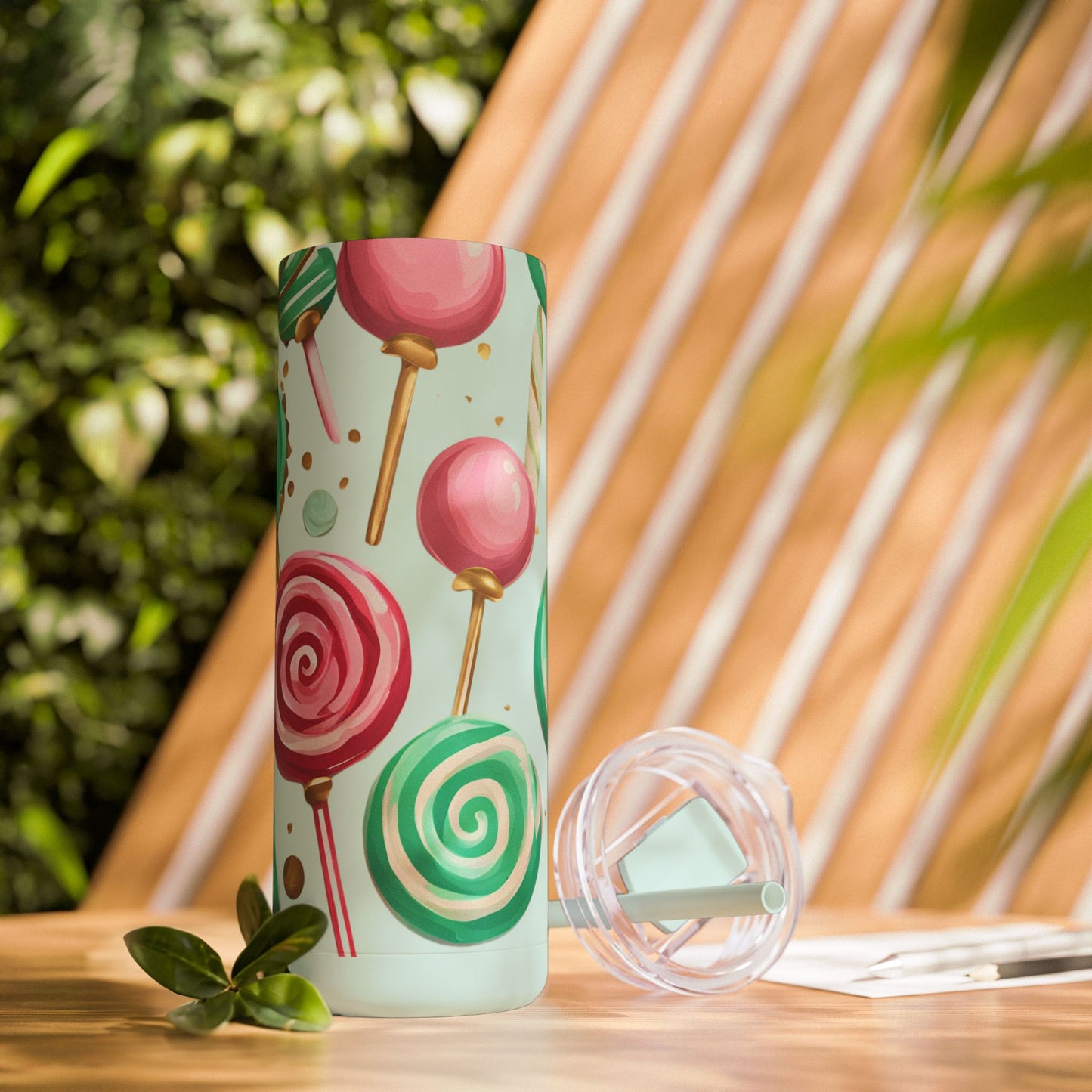 ✨ Sweet Lollipop Wonderland – 20oz Matte Skinny Tumbler  Dusty Rose, Dusty Blue, Sea Glass