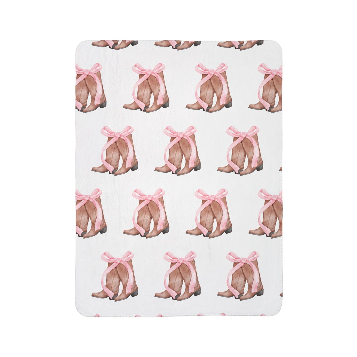 Pink Christmas Boots Fleece Blanket with Bow Design | Cozy Sherpa Blanket in 50"x60" & 60"x80" | The Yellow Butterfly