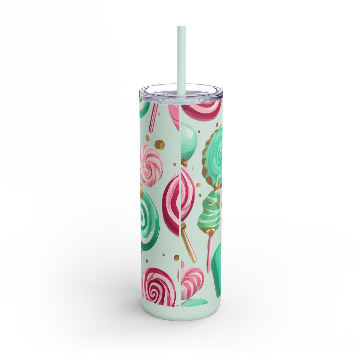 ✨ Sweet Lollipop Wonderland – 20oz Matte Skinny Tumbler  Dusty Rose, Dusty Blue, Sea Glass