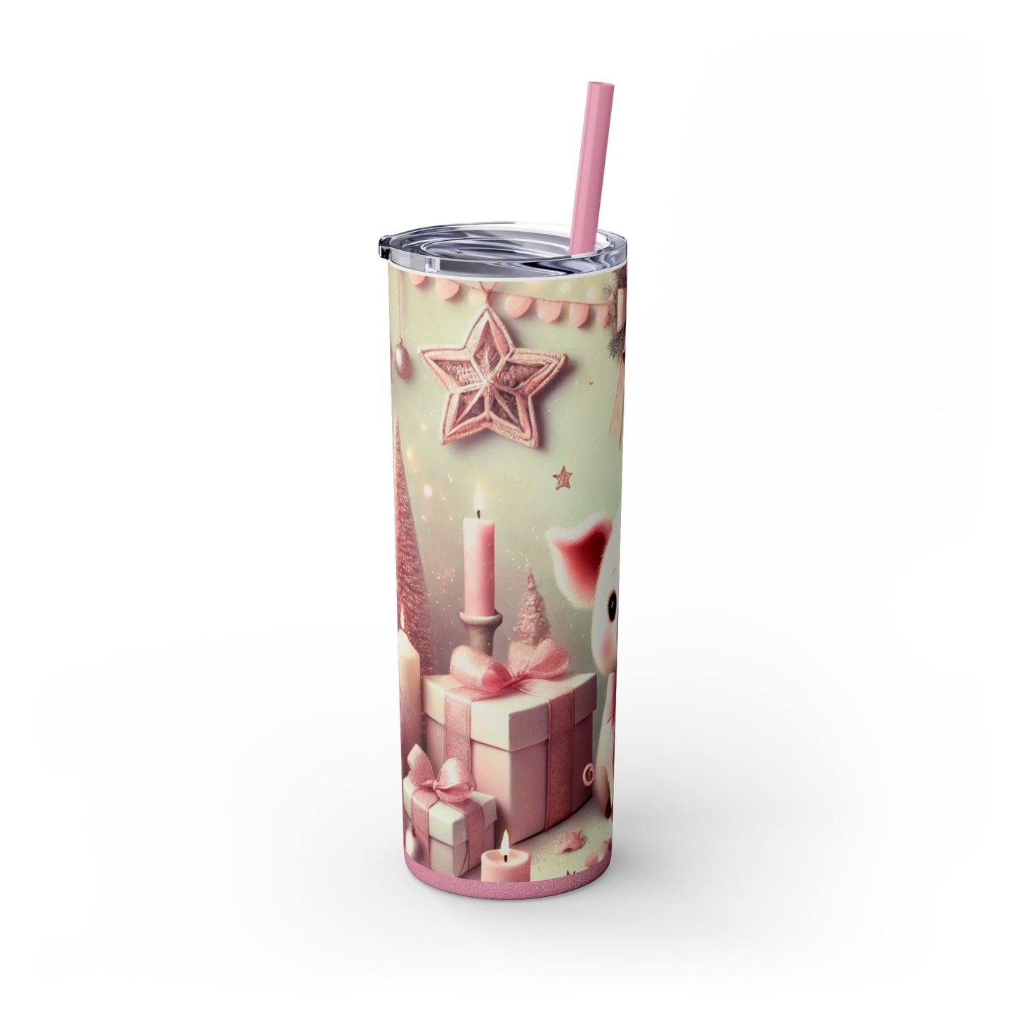 Pink Christmas Piglet – 20oz Glossy Skinny Tumbler