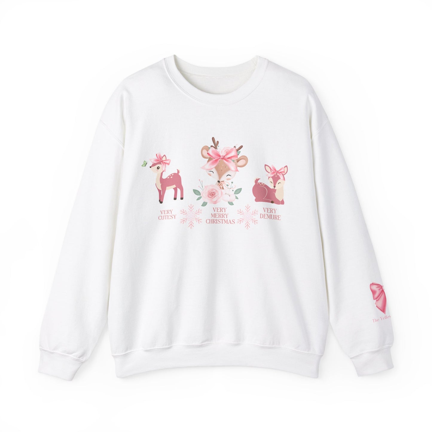 Cozy Very Cutesy Very Demure  Pink Reindeer Christmas Sweatshirt