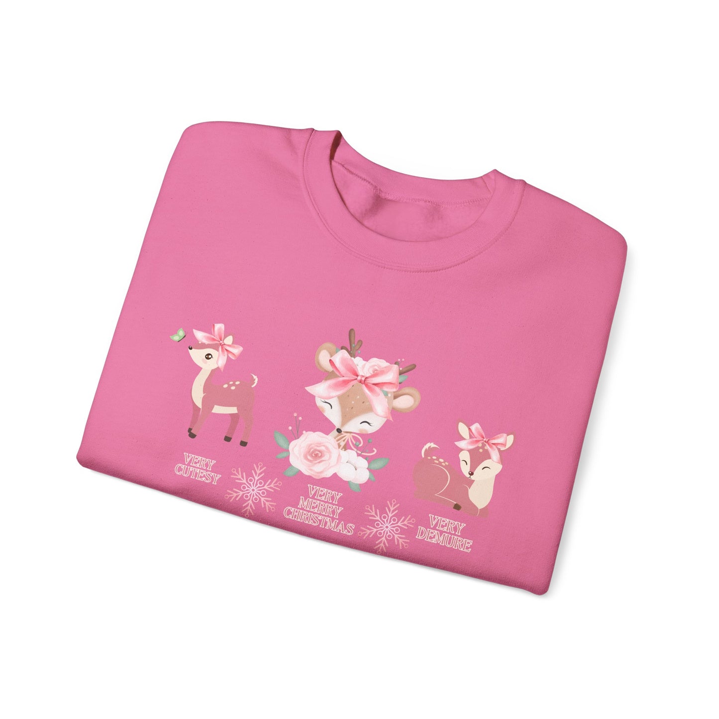 Cozy Very Cutesy Very Demure  Pink Reindeer Christmas Sweatshirt