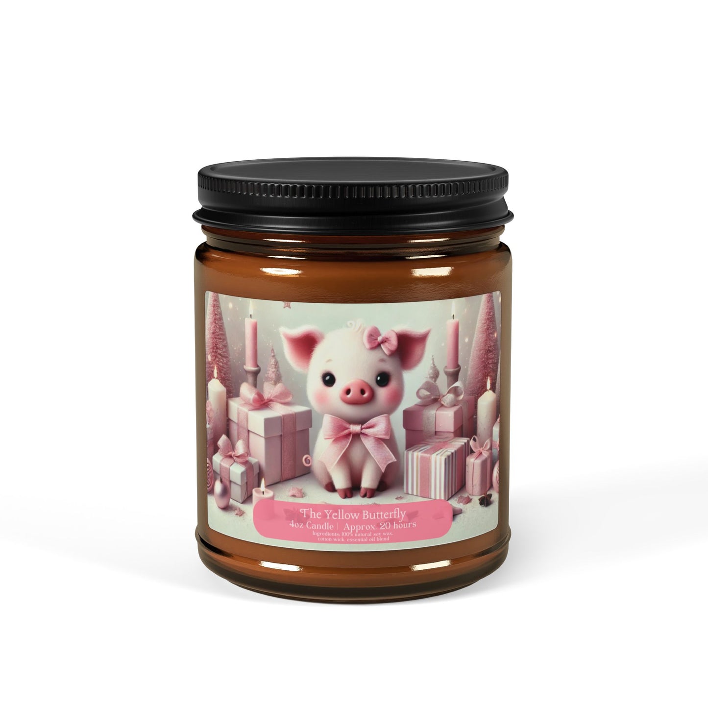 Christmas Piglet Soy Candle | Available in 4oz & 9oz | (Multi-Size, Amber Jar)