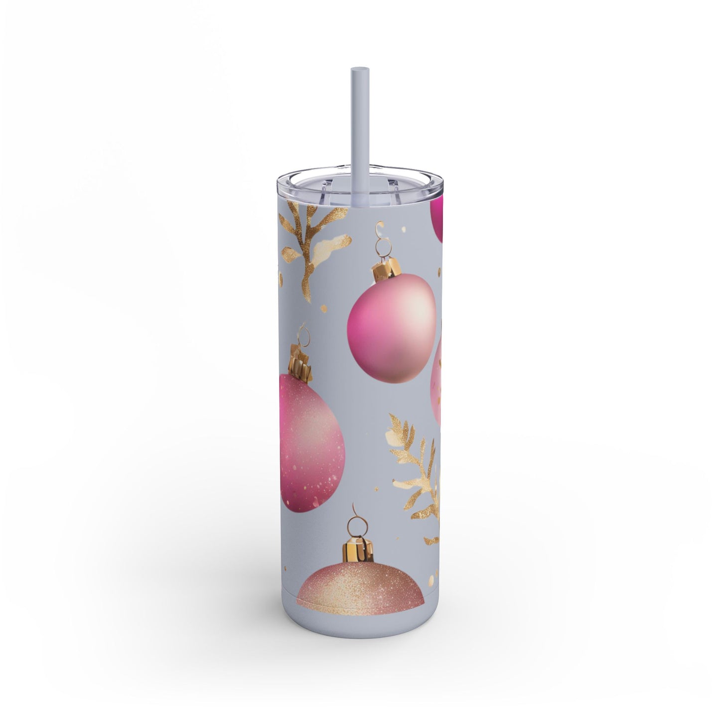 Cute Christmas Ornament Skinny Tumbler – 20oz Matte Skinny Tumbler  Dusty Rose, Dusty Blue, Sea Glass