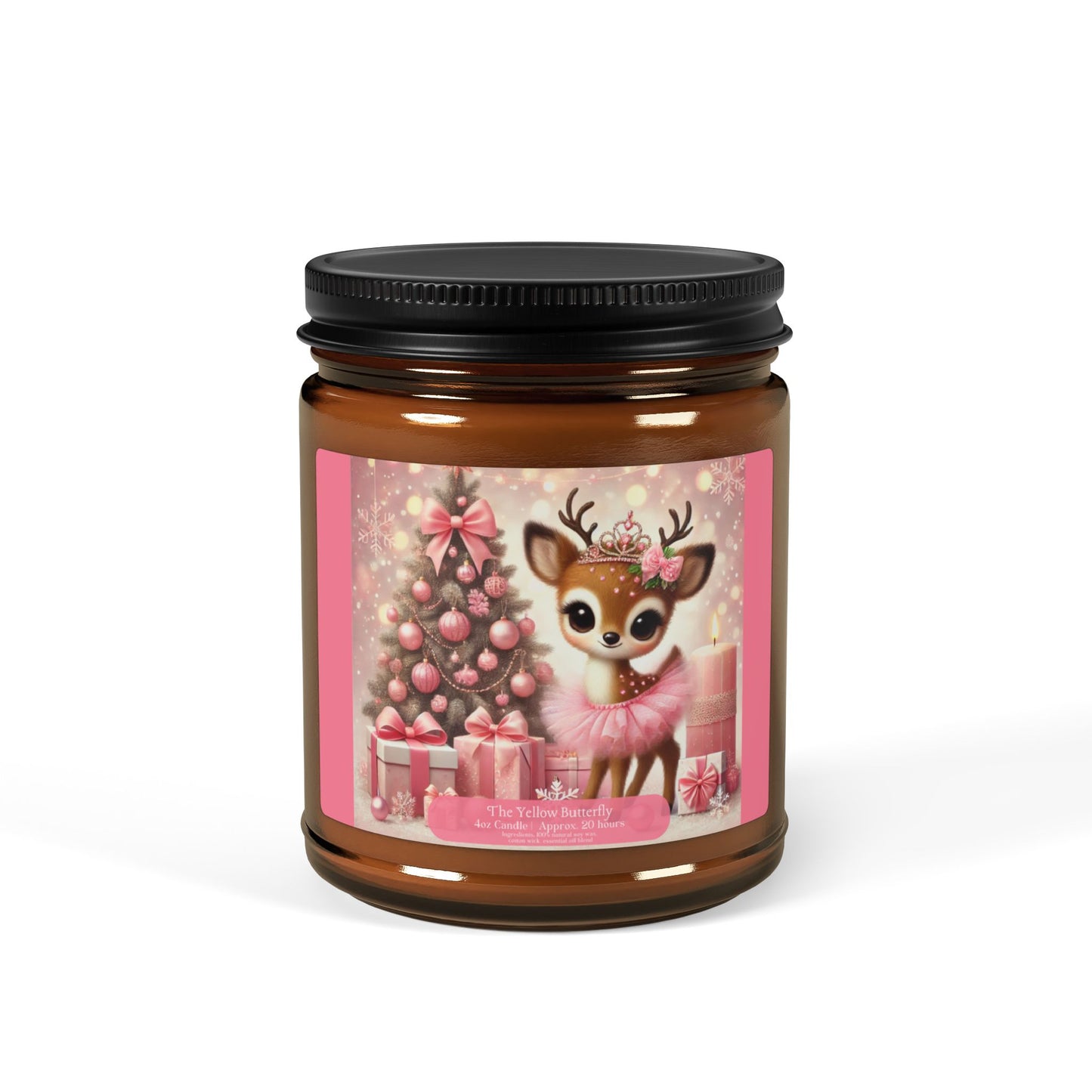 Christmas Reindeer Soy Candle | Available in 4oz & 9oz | (Multi-Size, Amber Jar) by The Yellow Butterfly