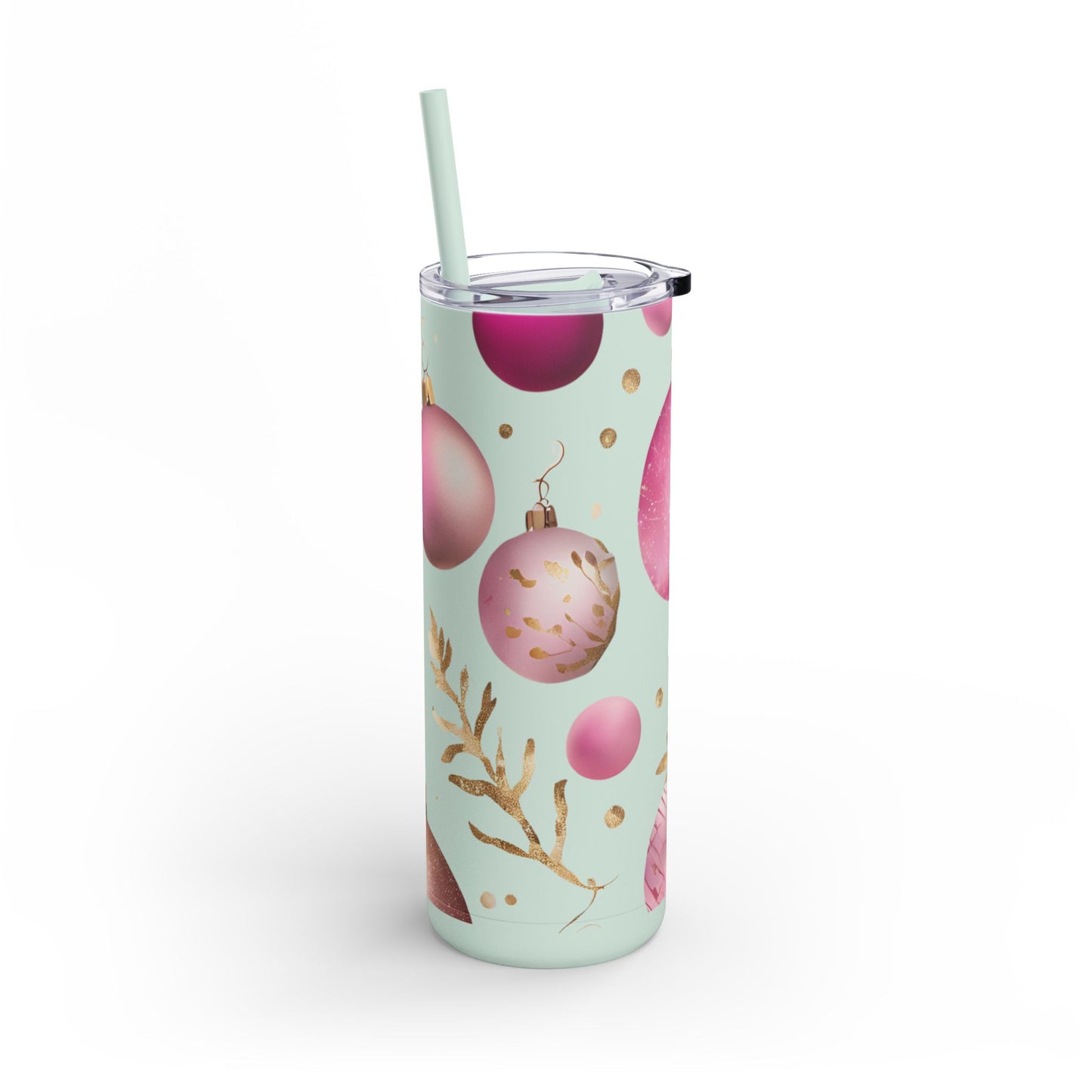 Cute Christmas Ornament Skinny Tumbler – 20oz Matte Skinny Tumbler  Dusty Rose, Dusty Blue, Sea Glass