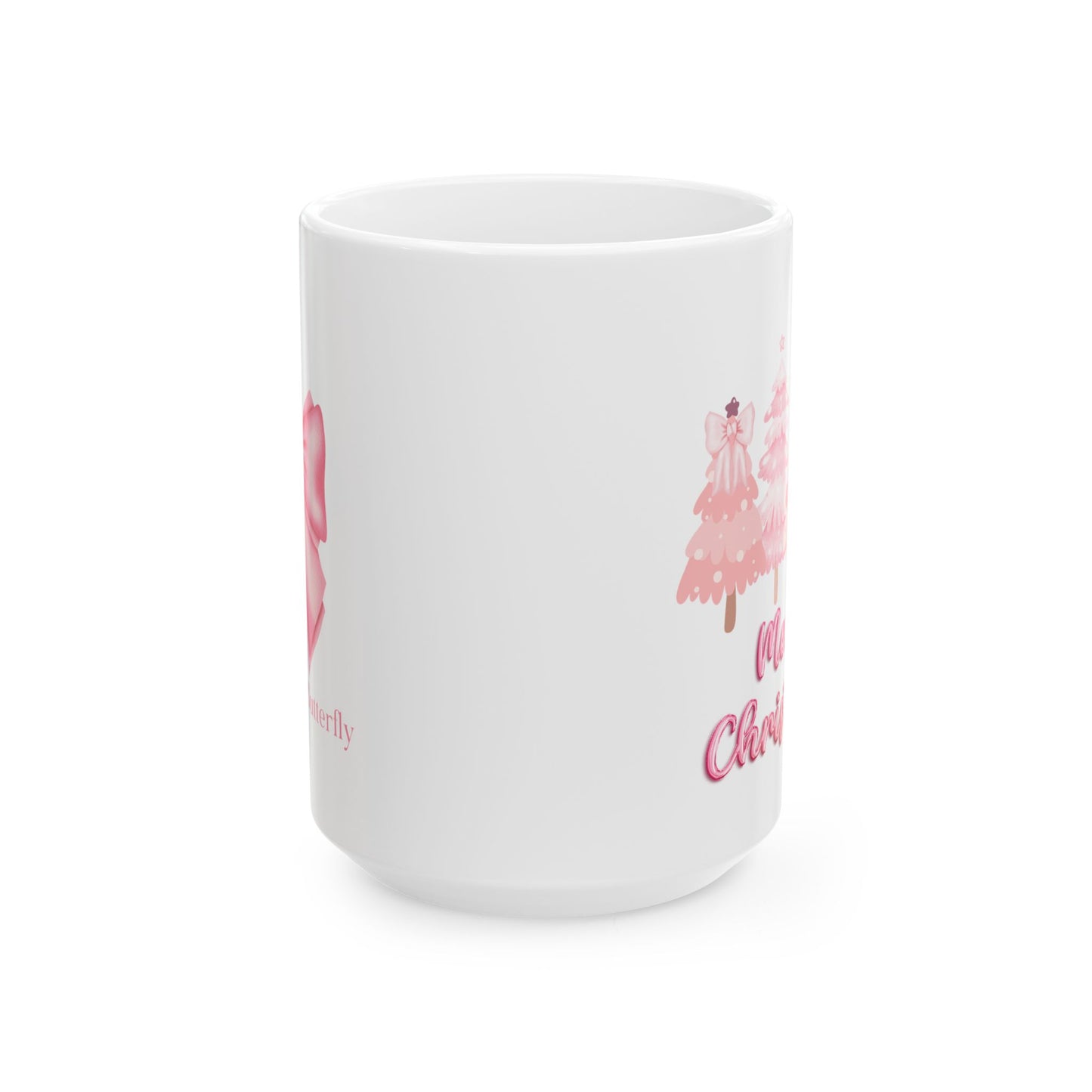 Cute Pink Christmas Trees Merry Christmas Ceramic Mug, 11oz/15oz