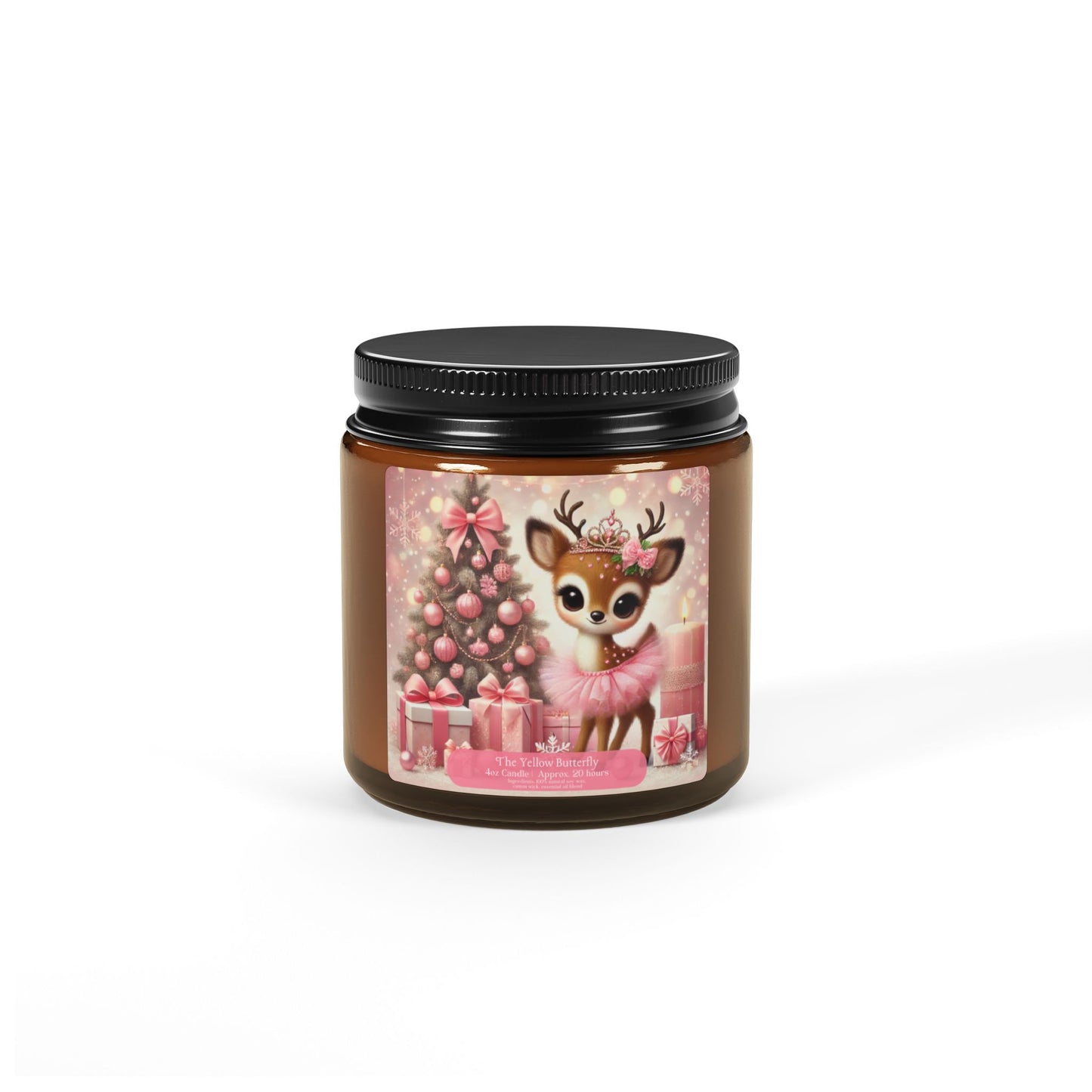 Christmas Reindeer Soy Candle | Available in 4oz & 9oz | (Multi-Size, Amber Jar) by The Yellow Butterfly