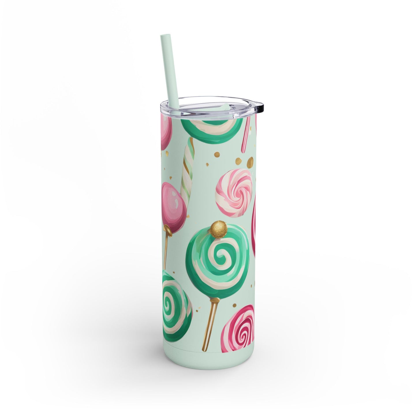 ✨ Sweet Lollipop Wonderland – 20oz Matte Skinny Tumbler  Dusty Rose, Dusty Blue, Sea Glass