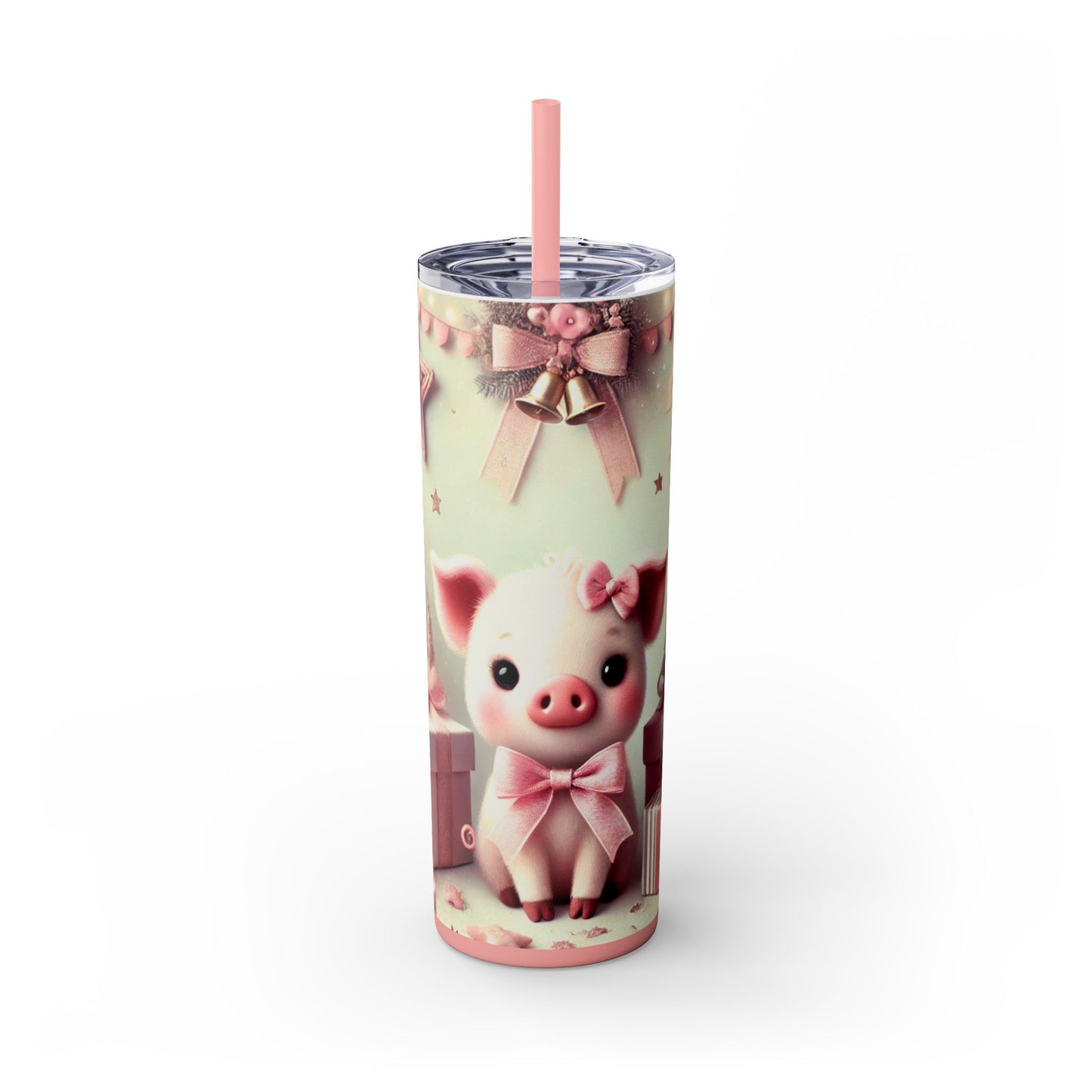 Pink Christmas Piglet – 20oz Glossy Skinny Tumbler