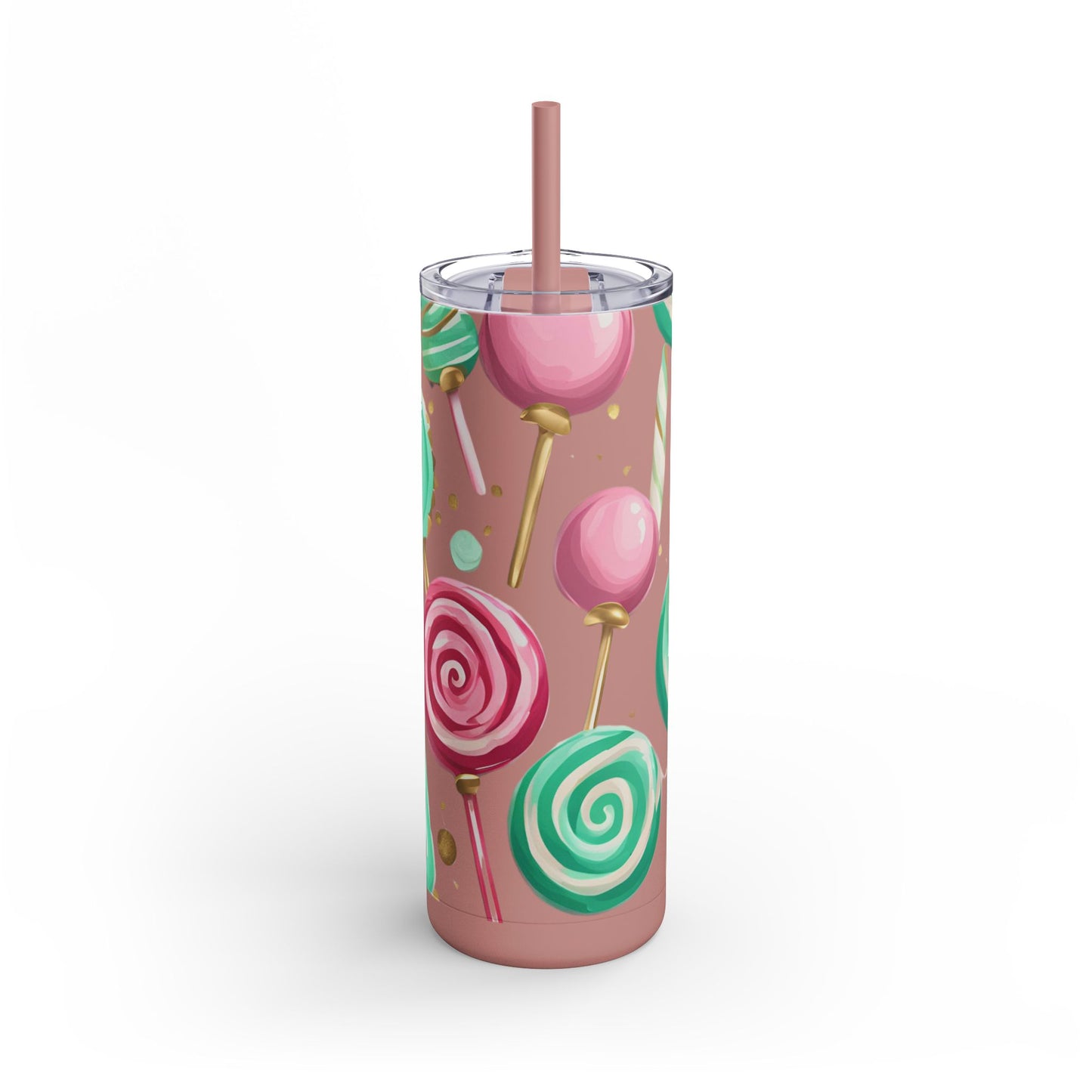 ✨ Sweet Lollipop Wonderland – 20oz Matte Skinny Tumbler  Dusty Rose, Dusty Blue, Sea Glass