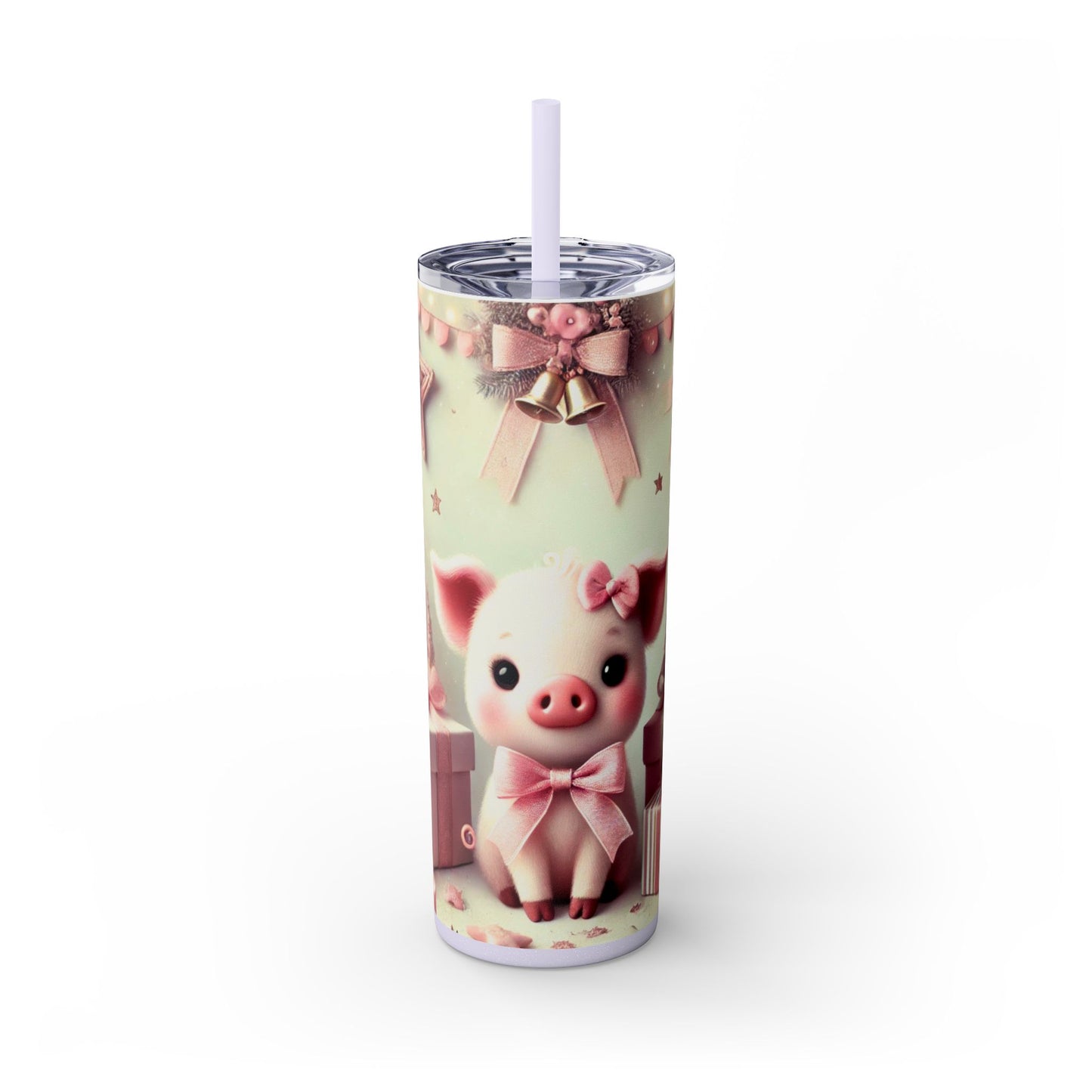 Pink Christmas Piglet – 20oz Glossy Skinny Tumbler