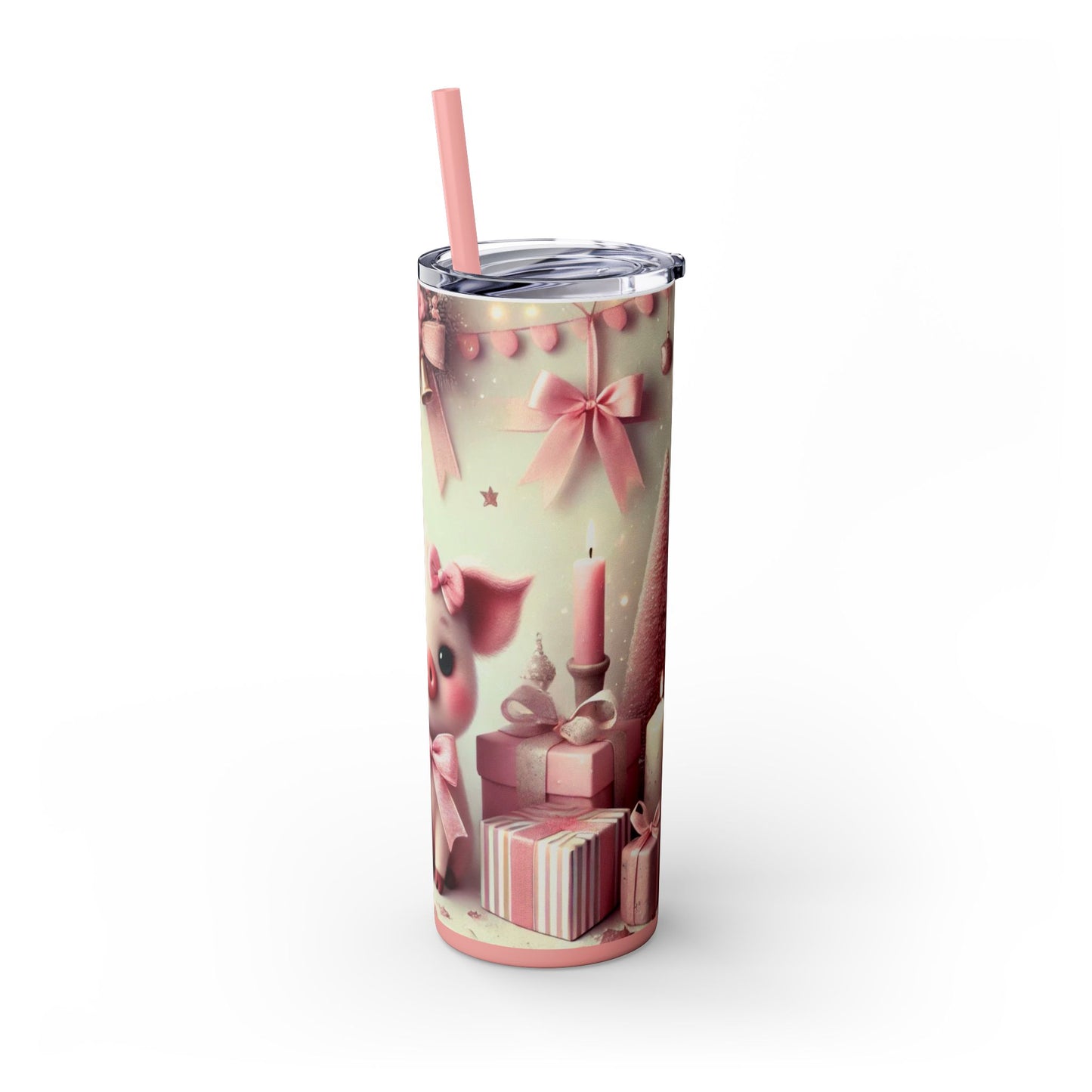 Pink Christmas Piglet – 20oz Glossy Skinny Tumbler