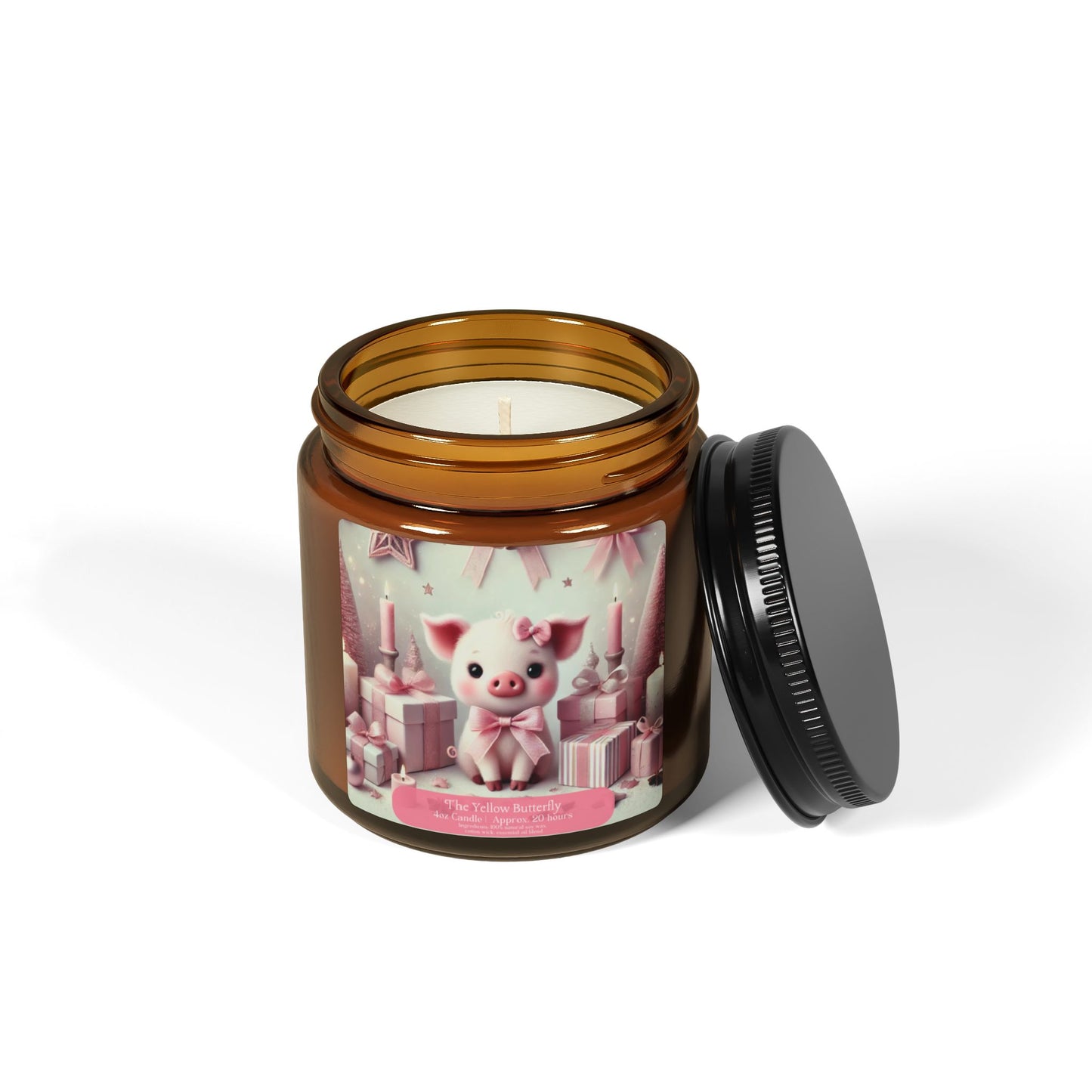 Christmas Piglet Soy Candle | Available in 4oz & 9oz | (Multi-Size, Amber Jar)