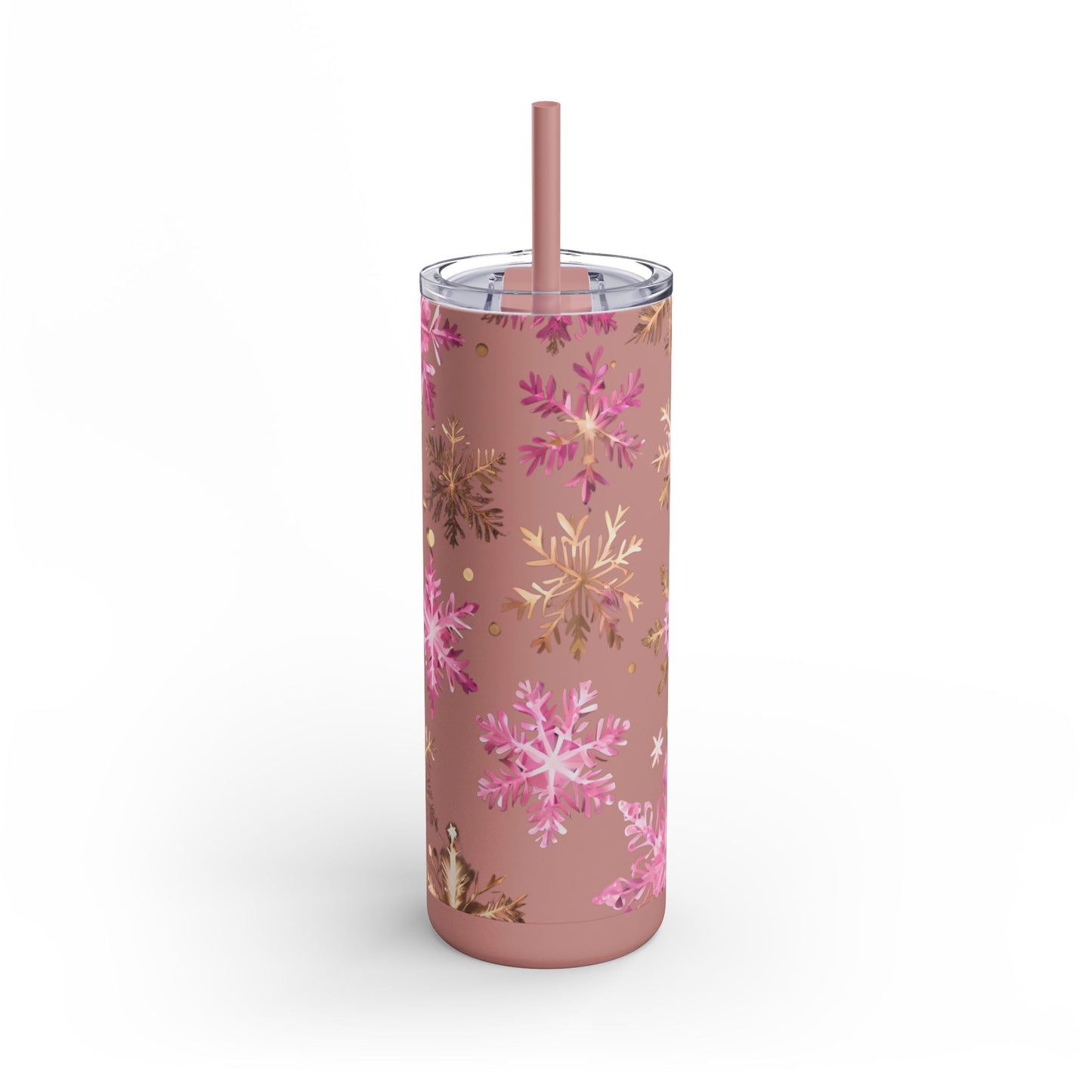 Frosty Snowflake Skinny Tumbler – 20oz Matte Skinny Tumbler  Dusty Rose, Dusty Blue, Sea Glass