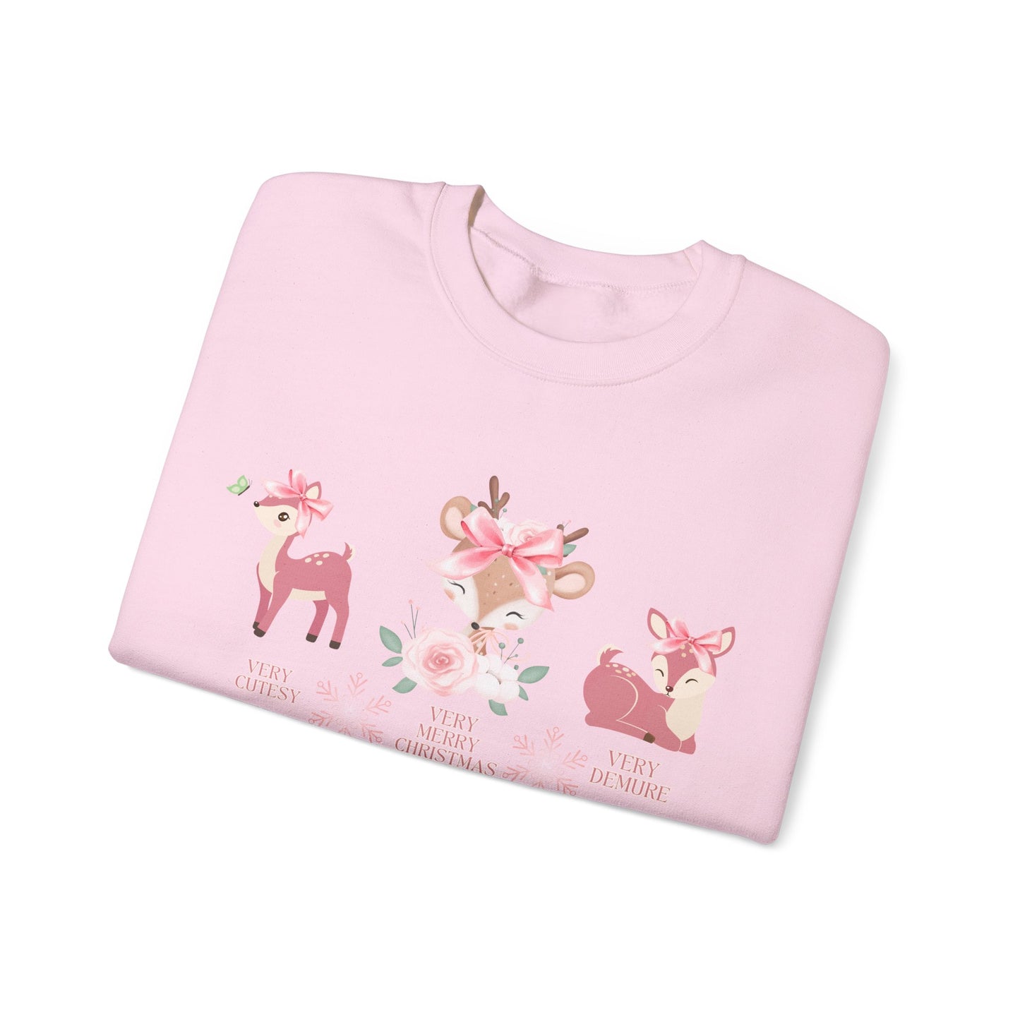 Cozy Very Cutesy Very Demure  Pink Reindeer Christmas Sweatshirt