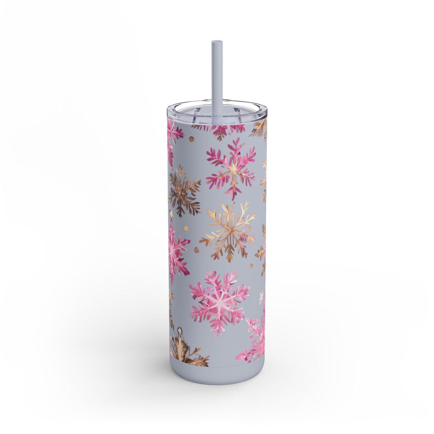 Frosty Snowflake Skinny Tumbler – 20oz Matte Skinny Tumbler  Dusty Rose, Dusty Blue, Sea Glass