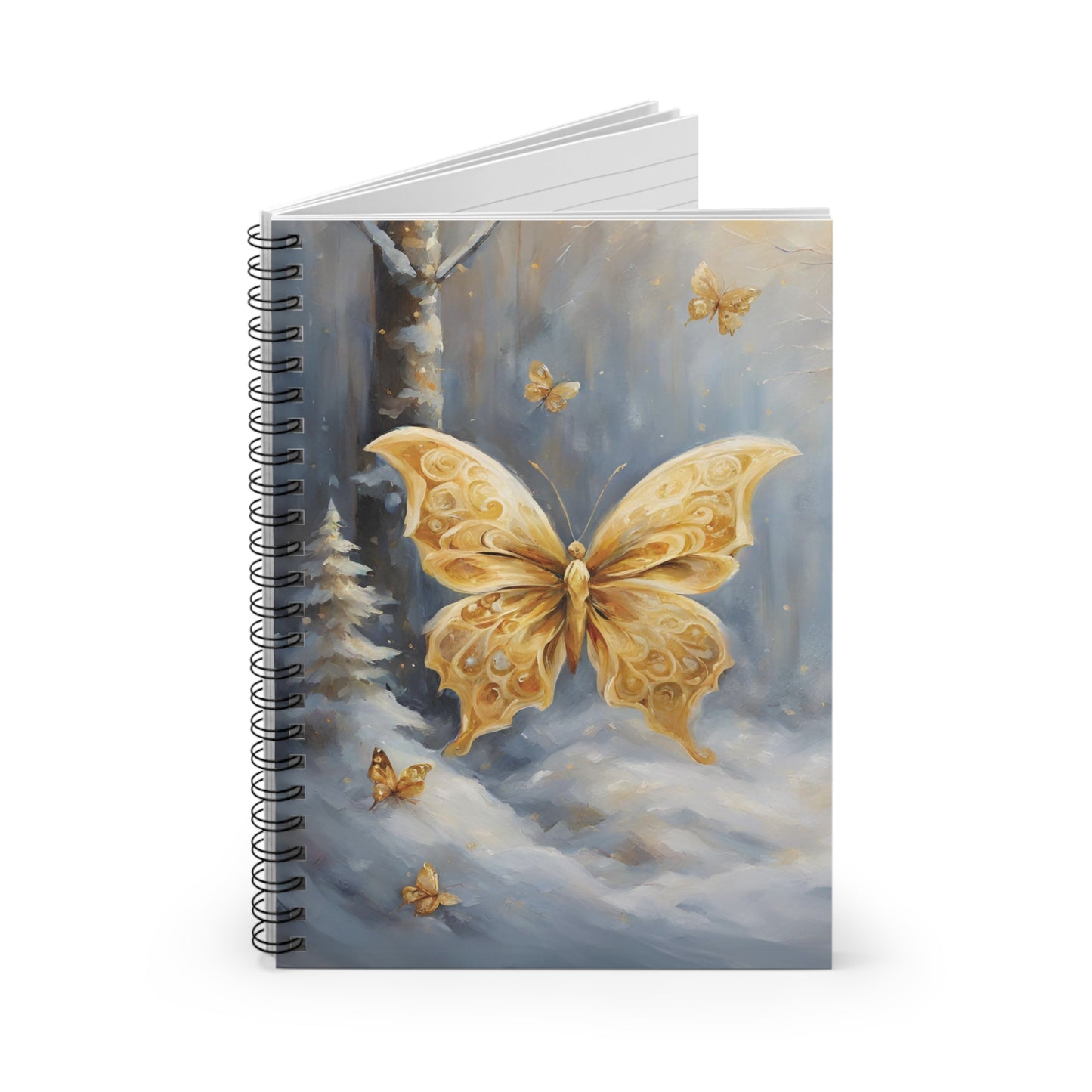 Gold Winter Butterfly Notebook - Rule Lined