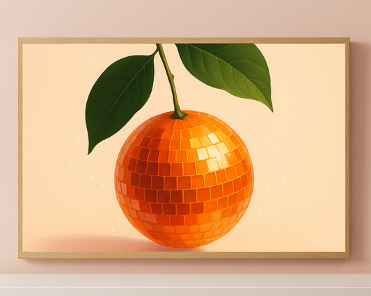 Orange Disco Ball Art – Modern Summer Wall Printable