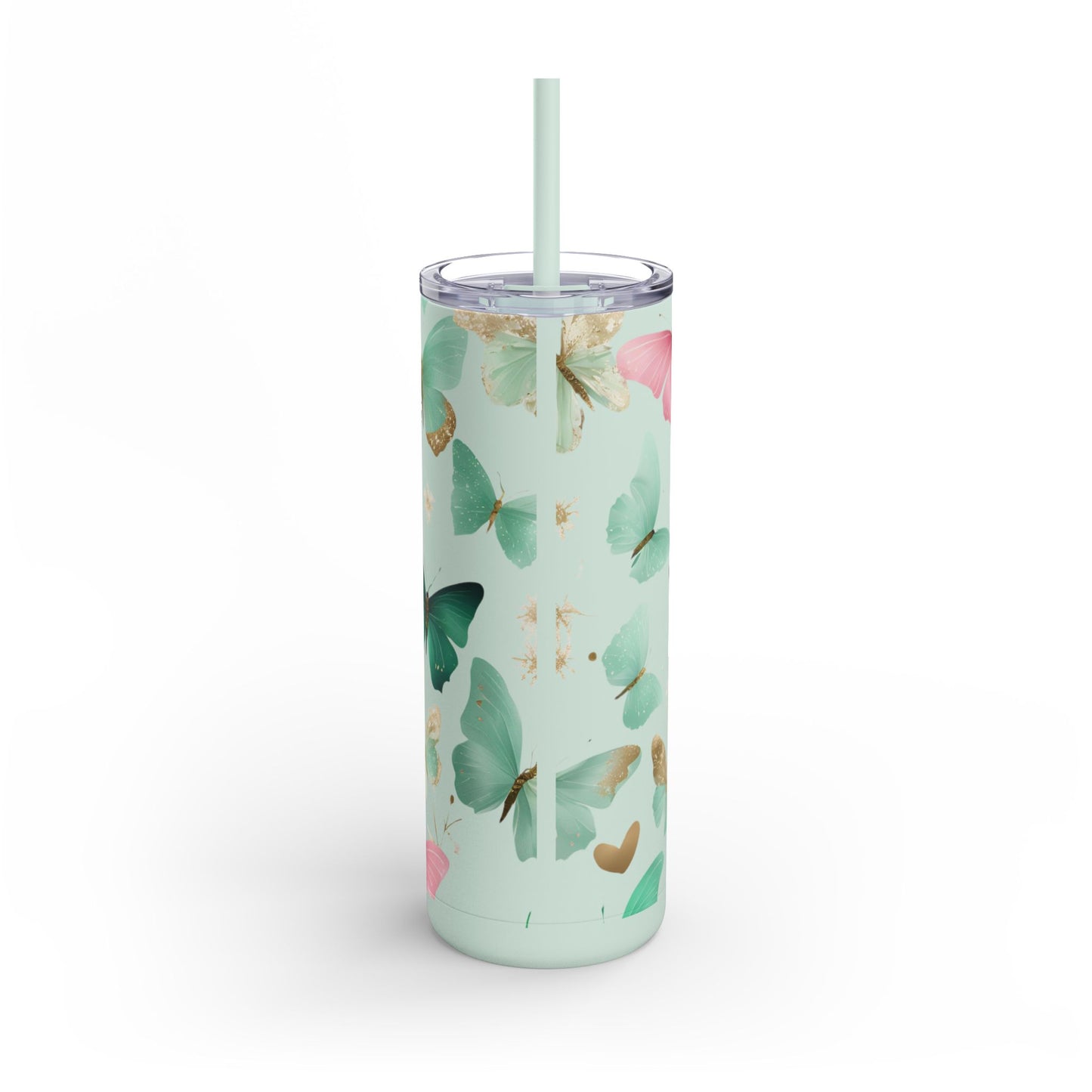 Butterfly Dreams Skinny Tumbler – 20oz Matte Skinny Tumbler  Dusty Rose, Dusty Blue, Sea Glass