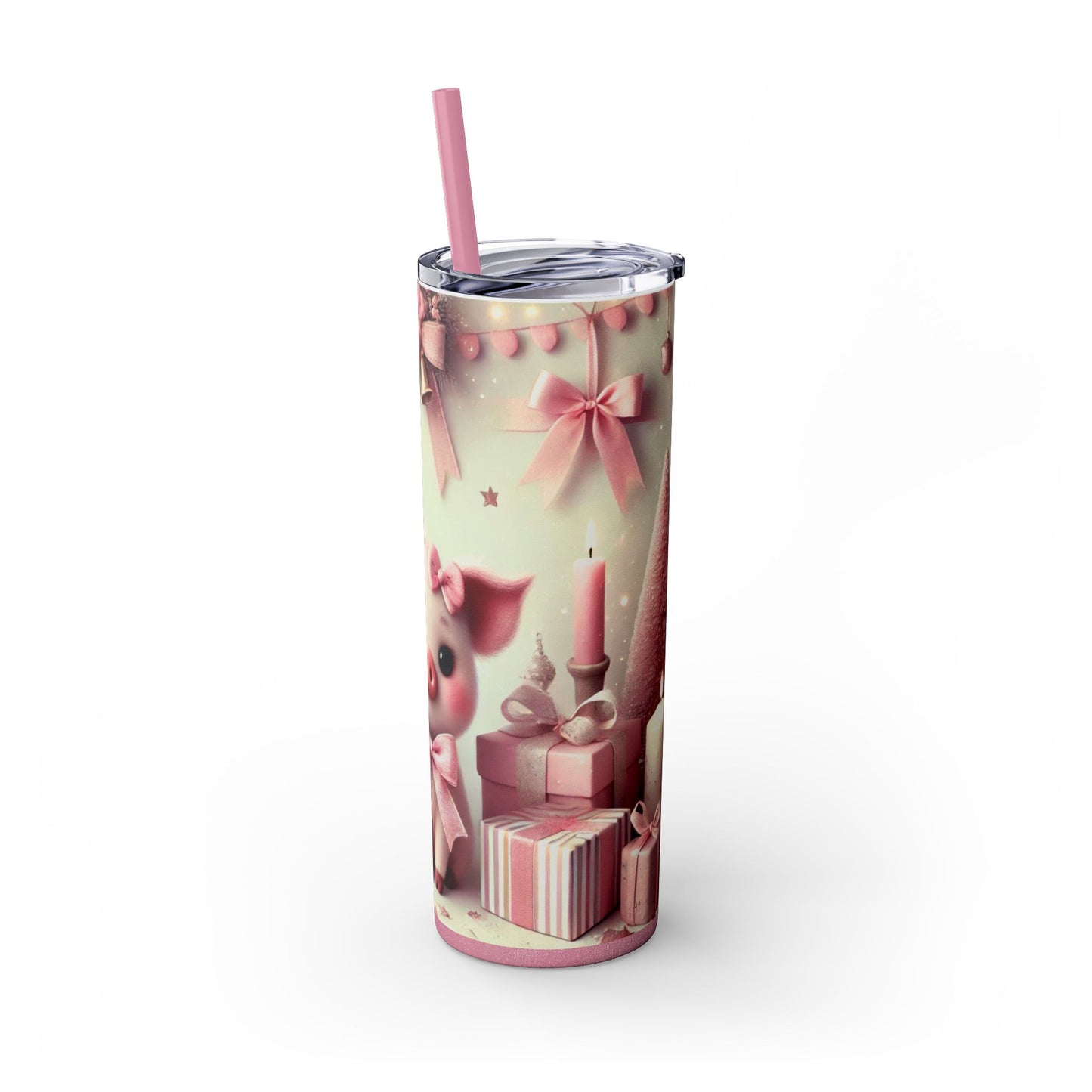 Pink Christmas Piglet – 20oz Glossy Skinny Tumbler