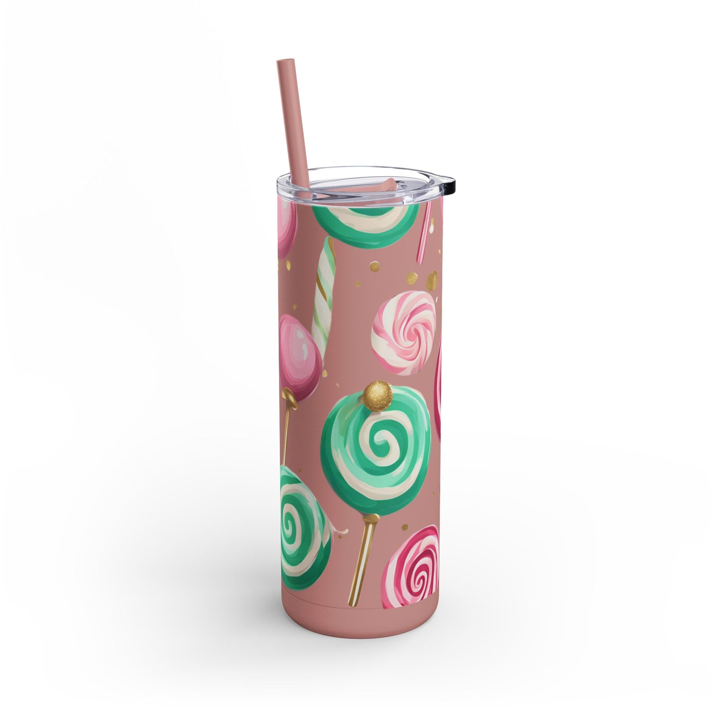 ✨ Sweet Lollipop Wonderland – 20oz Matte Skinny Tumbler  Dusty Rose, Dusty Blue, Sea Glass