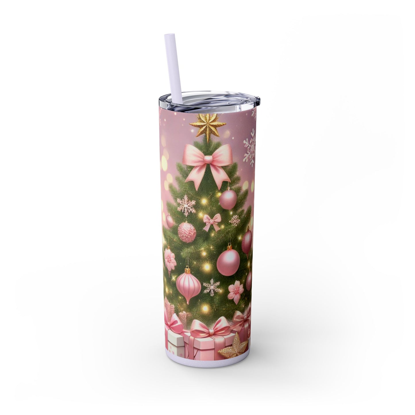 Christmas Coquette Reindeer in Tutu – 20oz Glossy Skinny Tumbler