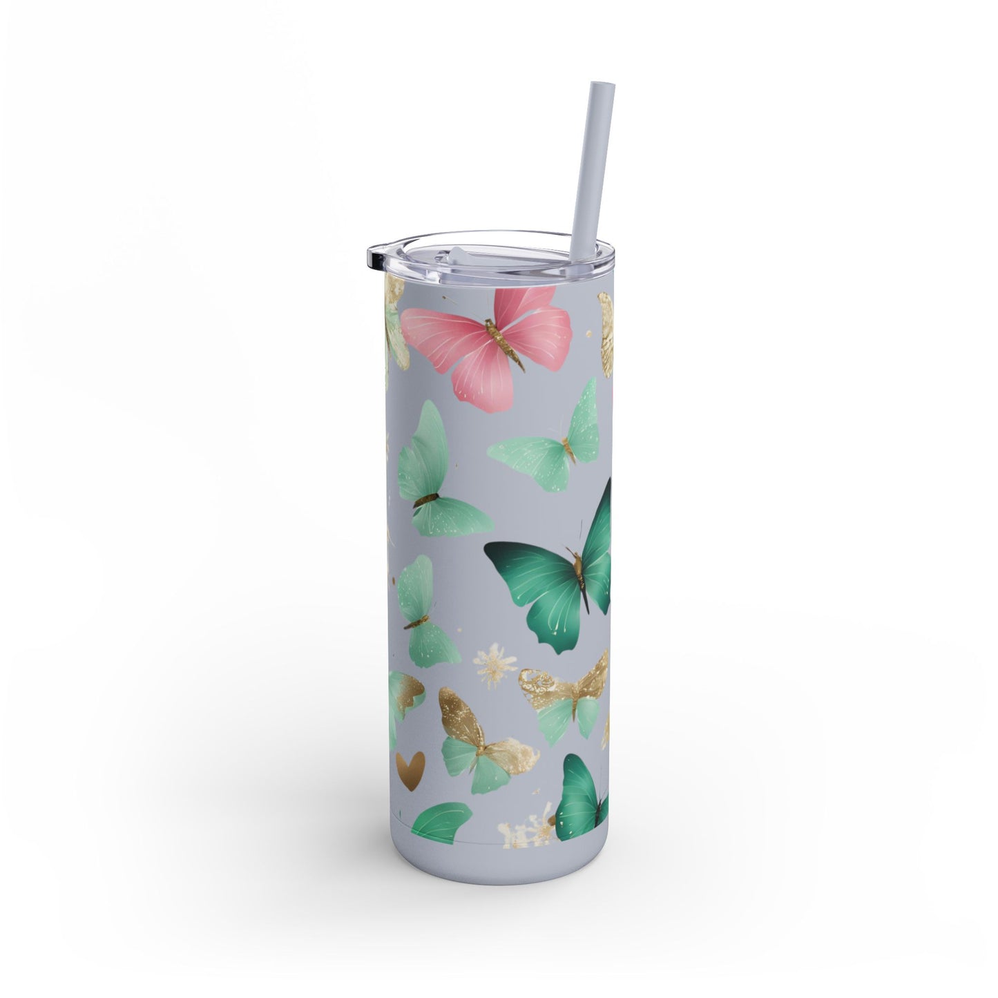 Butterfly Dreams Skinny Tumbler – 20oz Matte Skinny Tumbler  Dusty Rose, Dusty Blue, Sea Glass