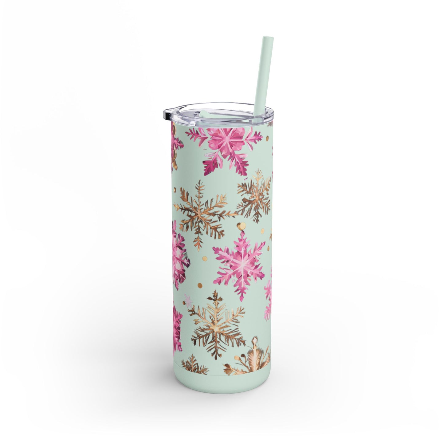 Frosty Snowflake Skinny Tumbler – 20oz Matte Skinny Tumbler  Dusty Rose, Dusty Blue, Sea Glass