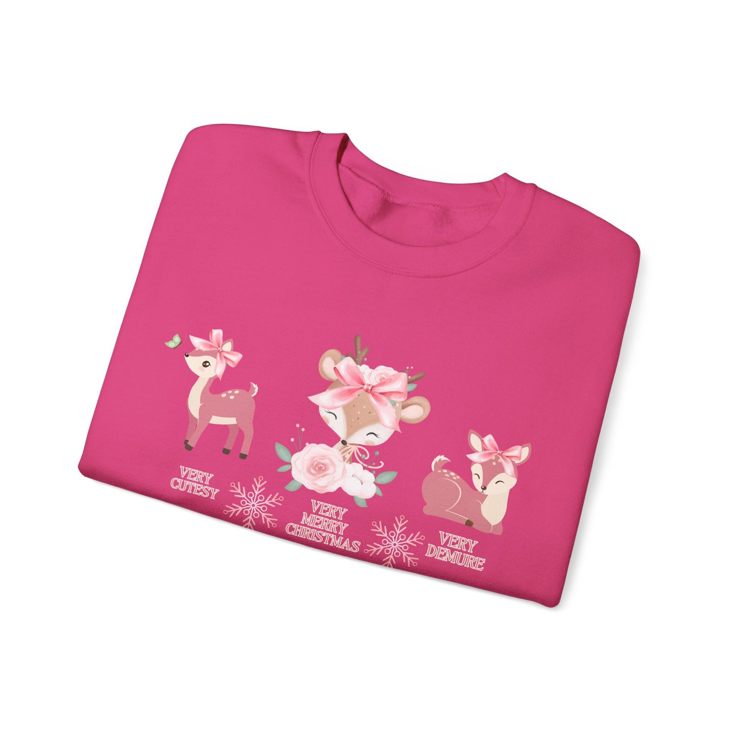 Cozy Very Cutesy Very Demure  Pink Reindeer Christmas Sweatshirt