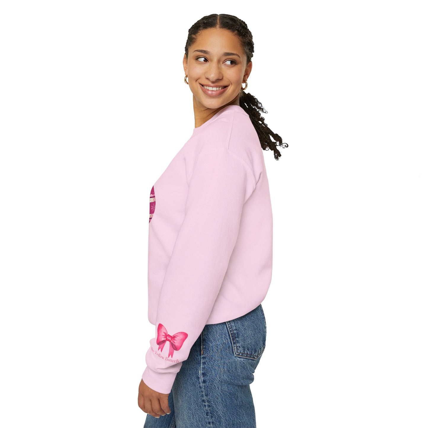 Cozy Christmas Sweatshirt with Pink Ornaments