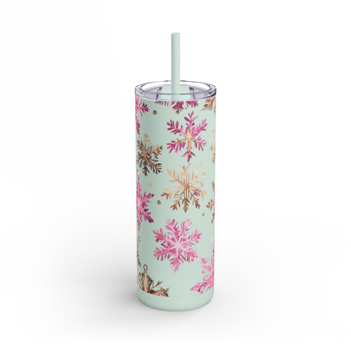 Frosty Snowflake Skinny Tumbler – 20oz Matte Skinny Tumbler  Dusty Rose, Dusty Blue, Sea Glass