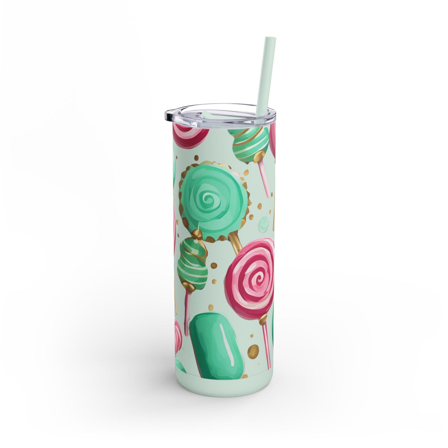 ✨ Sweet Lollipop Wonderland – 20oz Matte Skinny Tumbler  Dusty Rose, Dusty Blue, Sea Glass