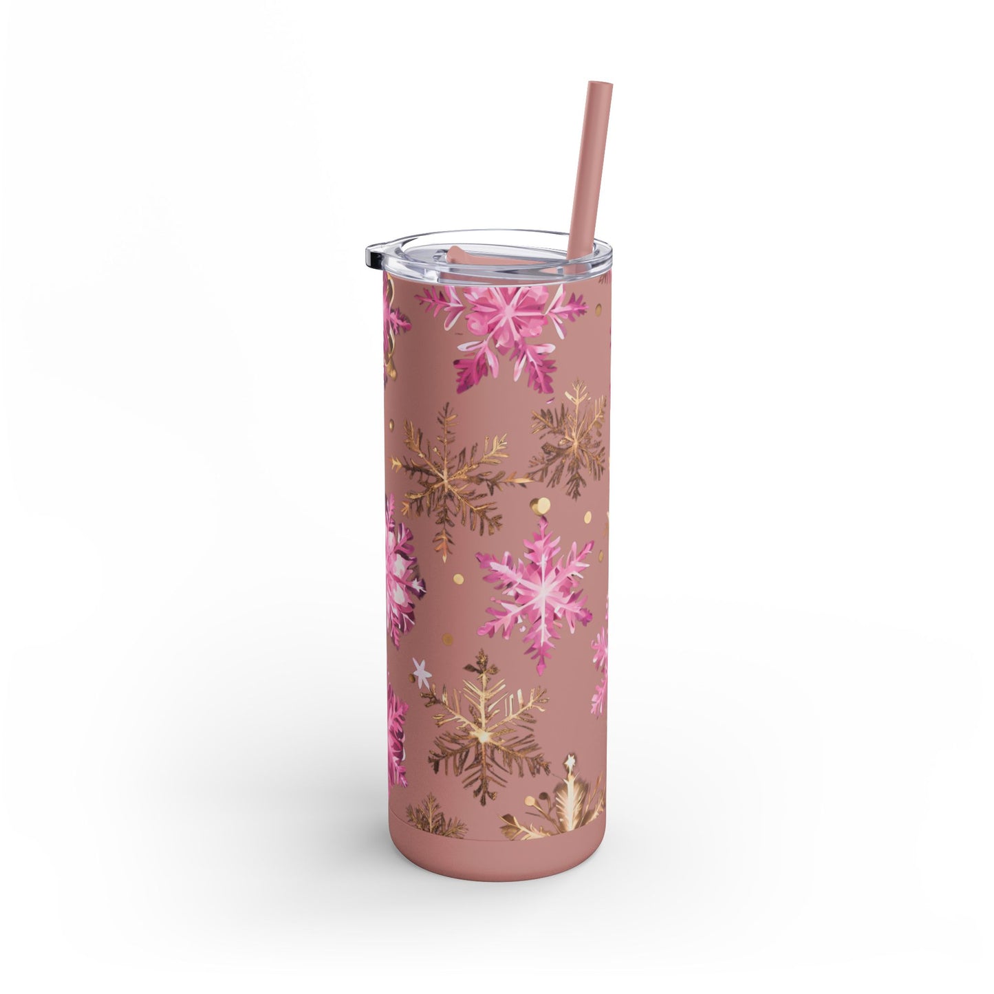 Frosty Snowflake Skinny Tumbler – 20oz Matte Skinny Tumbler  Dusty Rose, Dusty Blue, Sea Glass