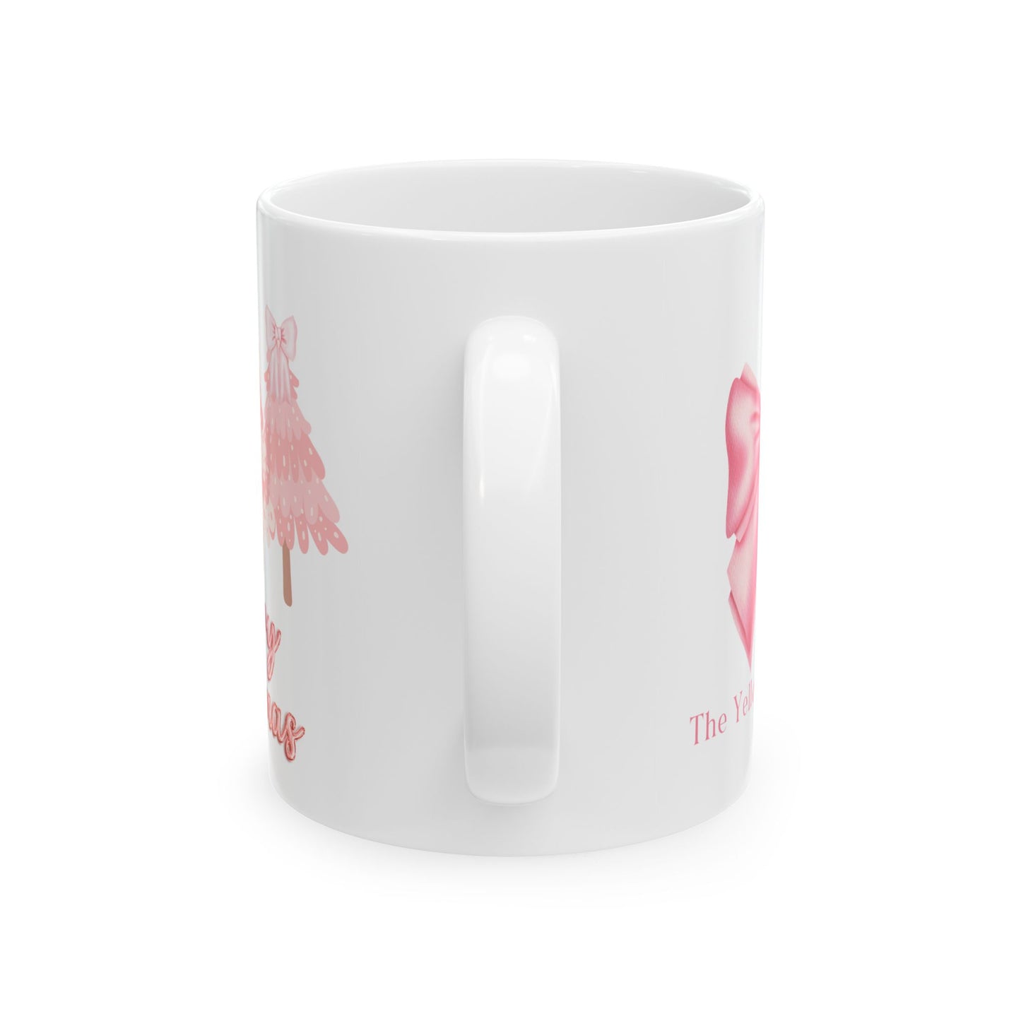 Cute Pink Christmas Trees Merry Christmas Ceramic Mug, 11oz/15oz