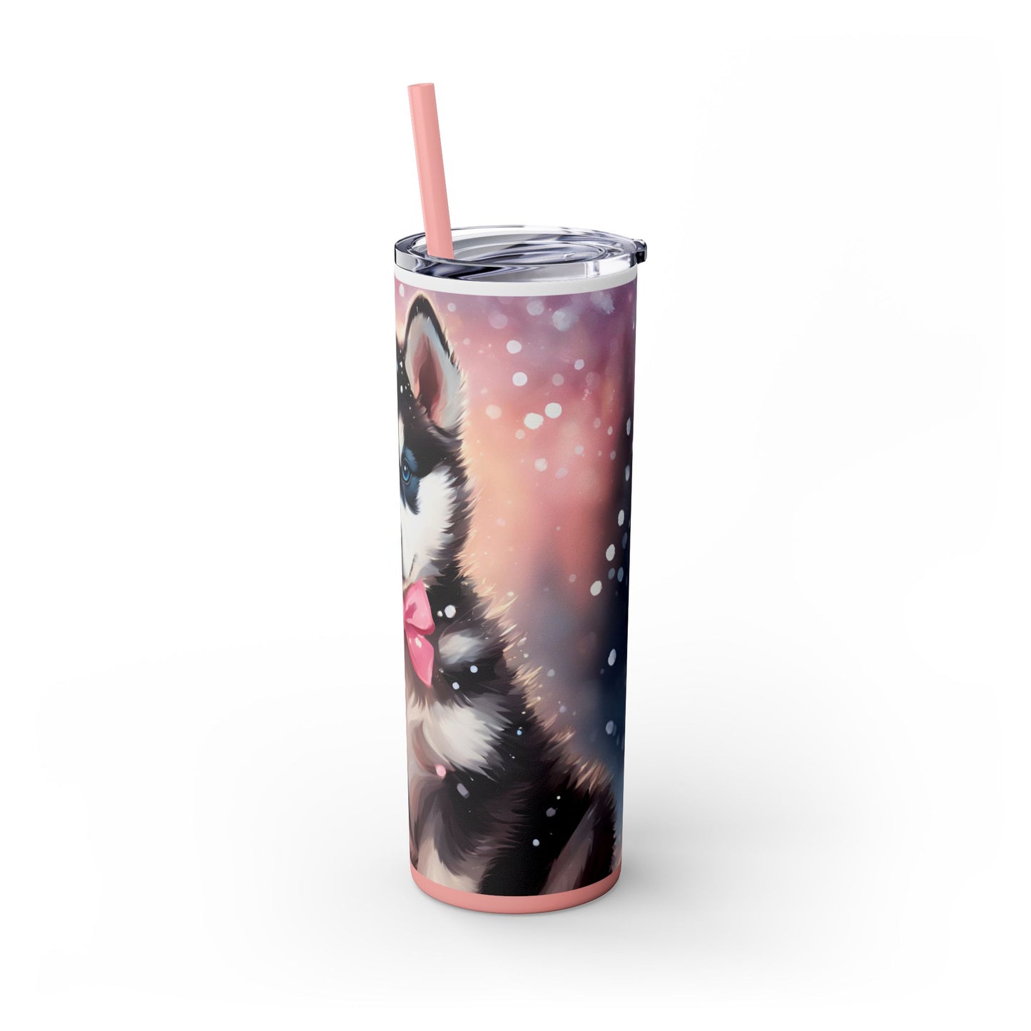 Pink Bow Siberian Husky – 20oz Glossy Skinny Tumbler