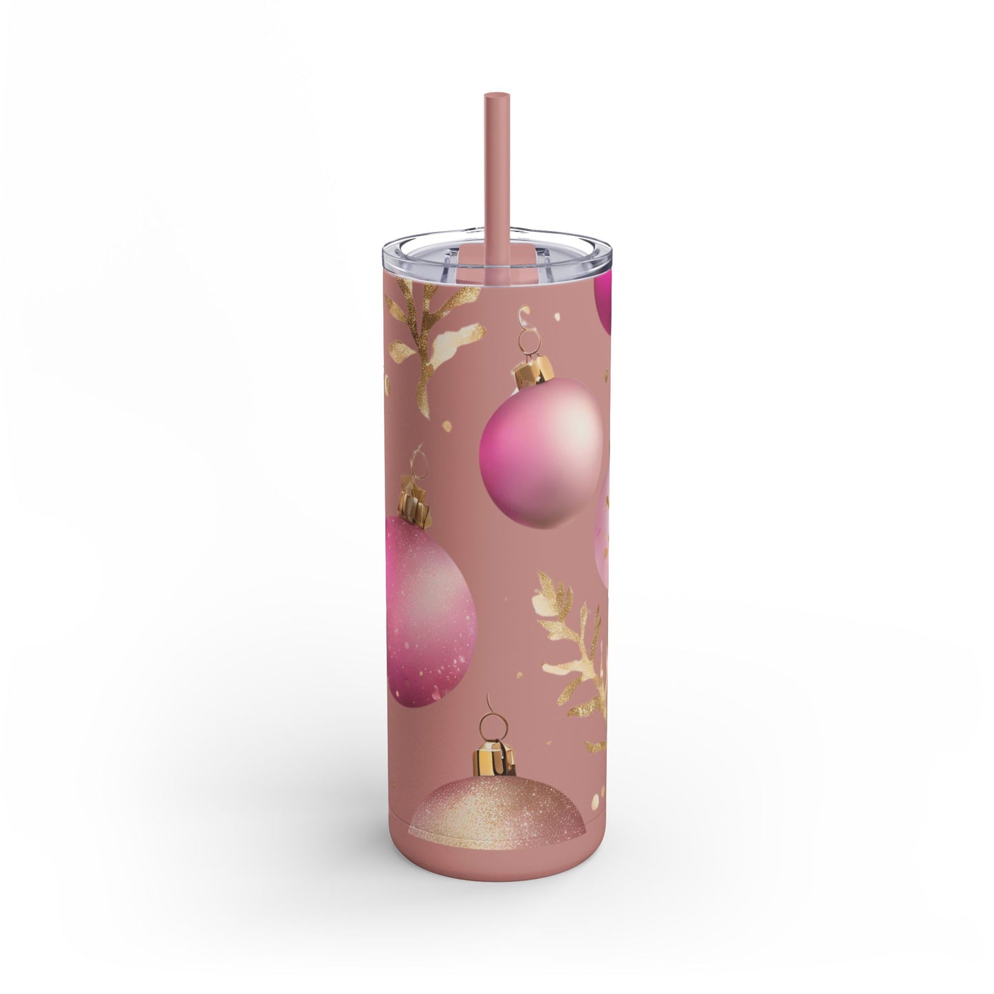 Cute Christmas Ornament Skinny Tumbler – 20oz Matte Skinny Tumbler  Dusty Rose, Dusty Blue, Sea Glass