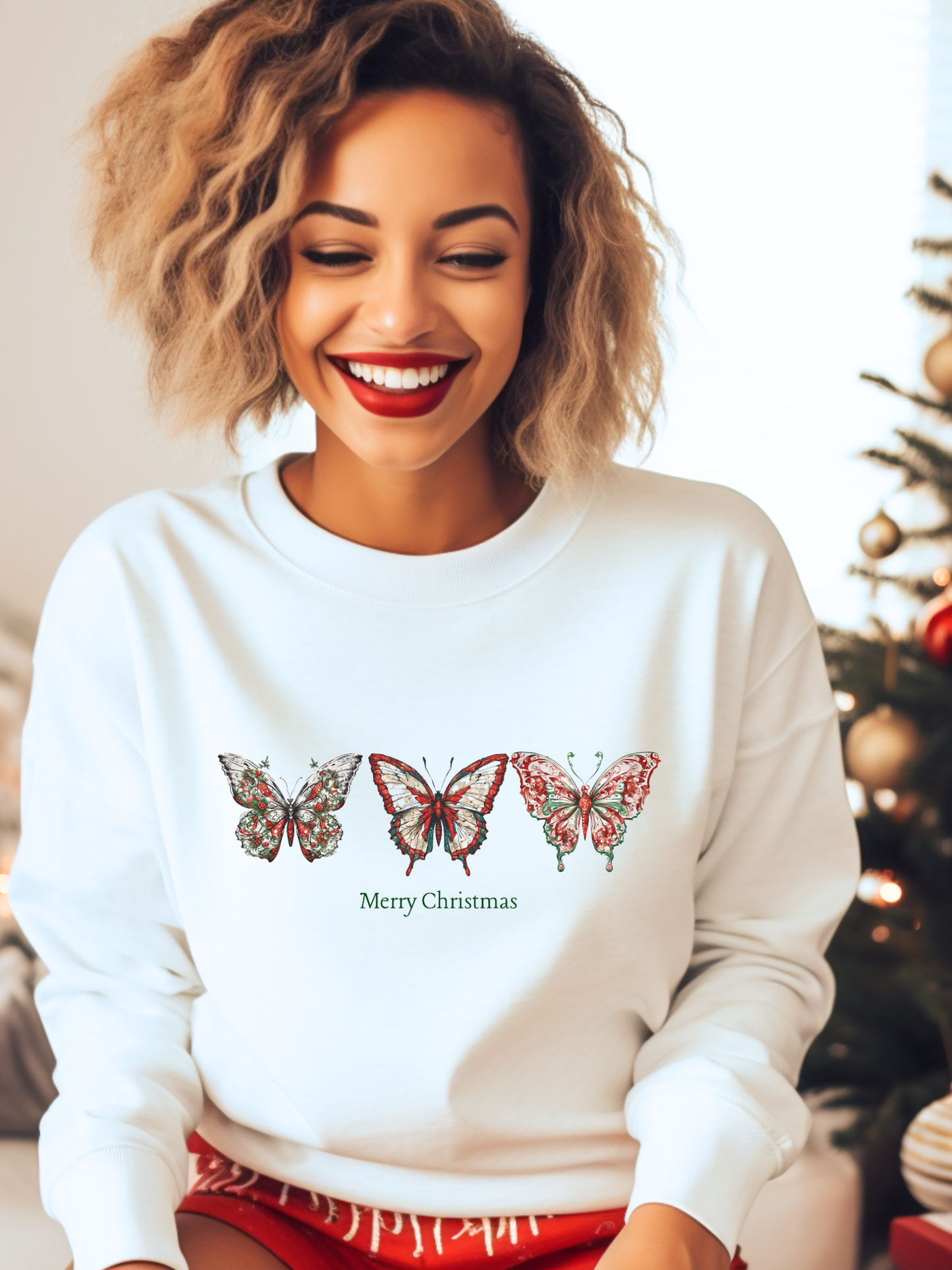 Merry Christmas Butterflies Sweatshirt