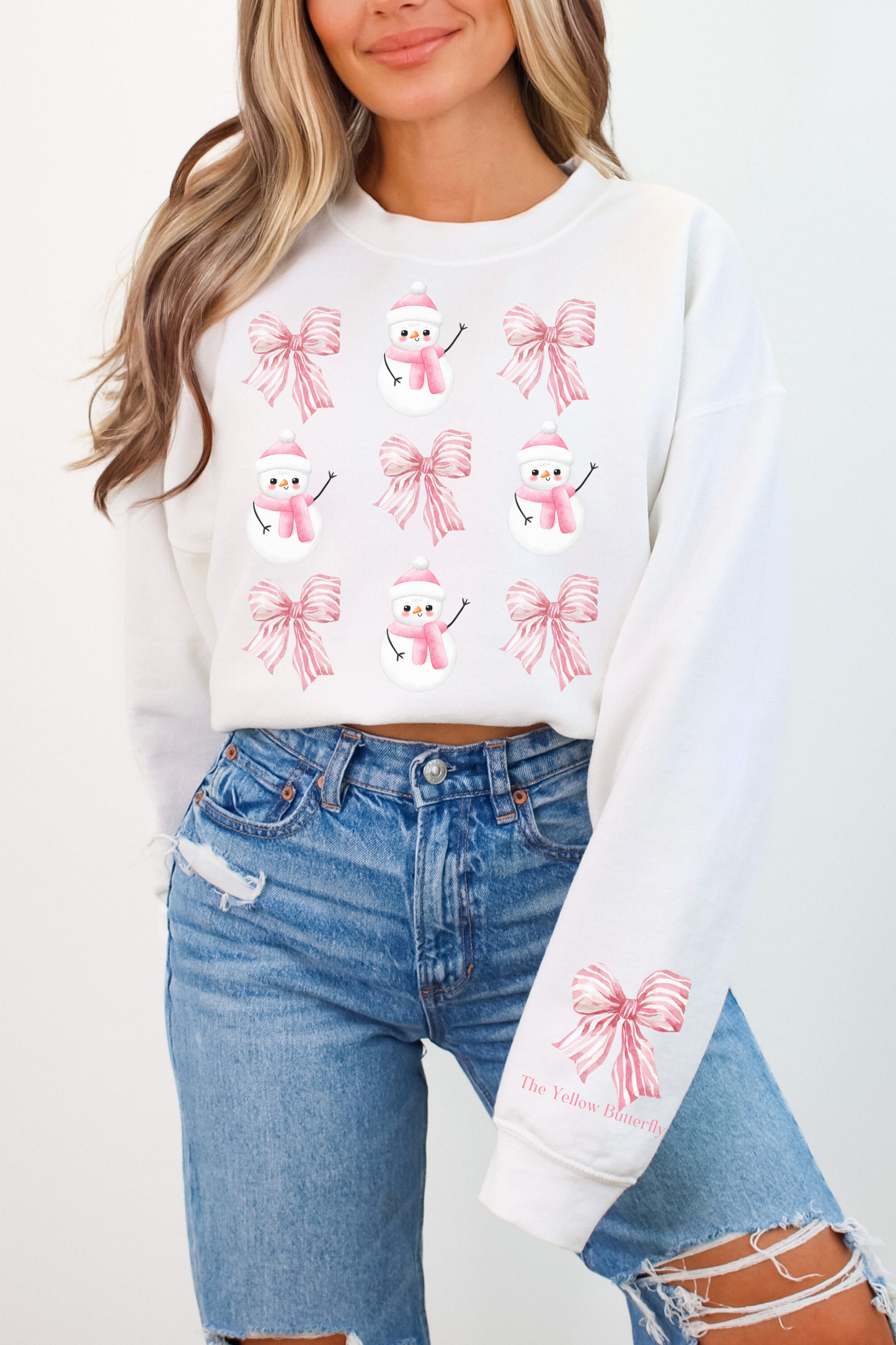 Christmas Coquette Bows and Snowmen Sweatshirt