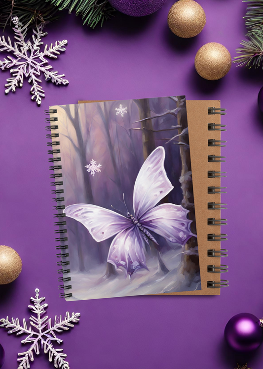 Purple Winter Butterfly Notebook - Rule Lined