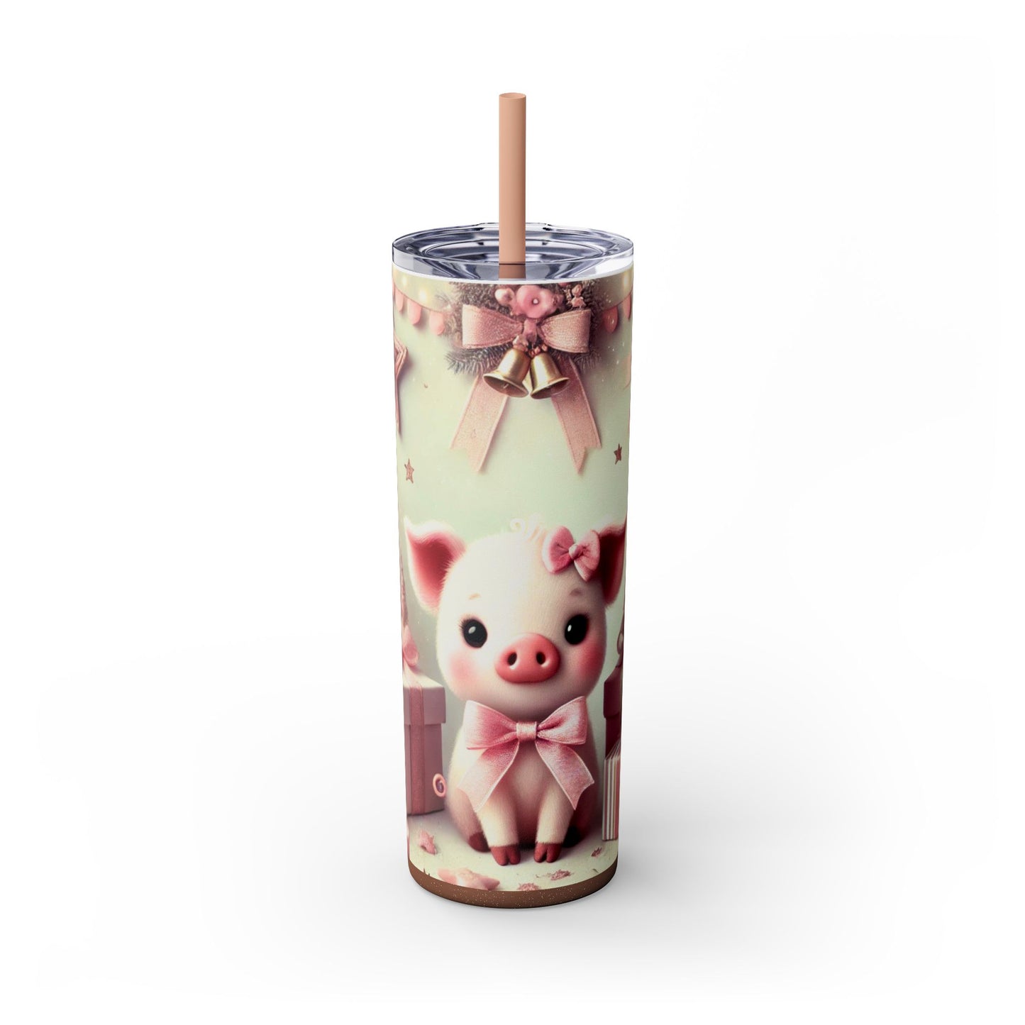 Pink Christmas Piglet – 20oz Glossy Skinny Tumbler