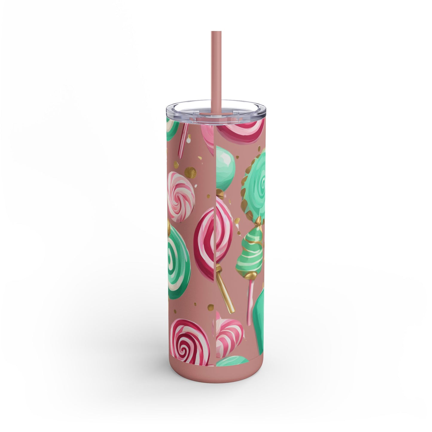 ✨ Sweet Lollipop Wonderland – 20oz Matte Skinny Tumbler  Dusty Rose, Dusty Blue, Sea Glass