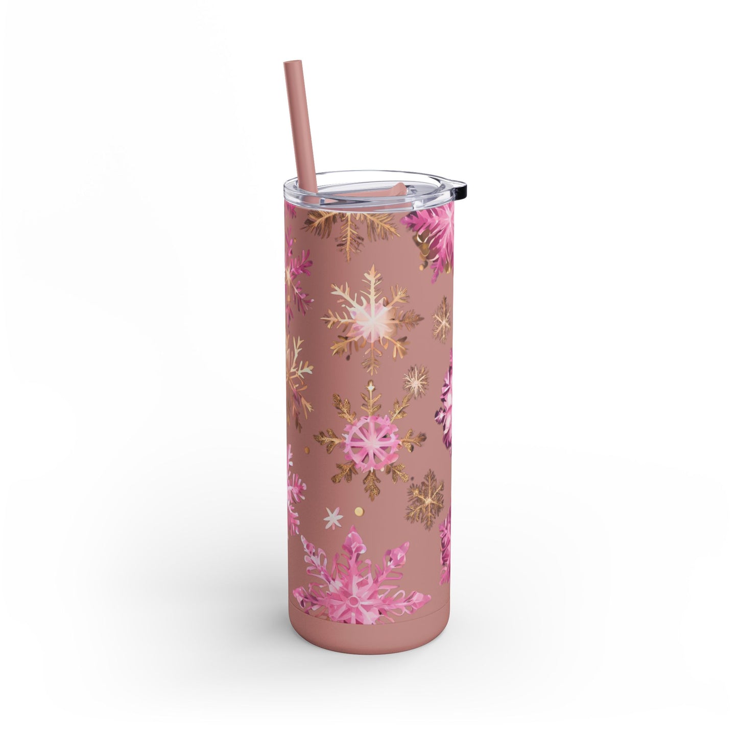 Frosty Snowflake Skinny Tumbler – 20oz Matte Skinny Tumbler  Dusty Rose, Dusty Blue, Sea Glass