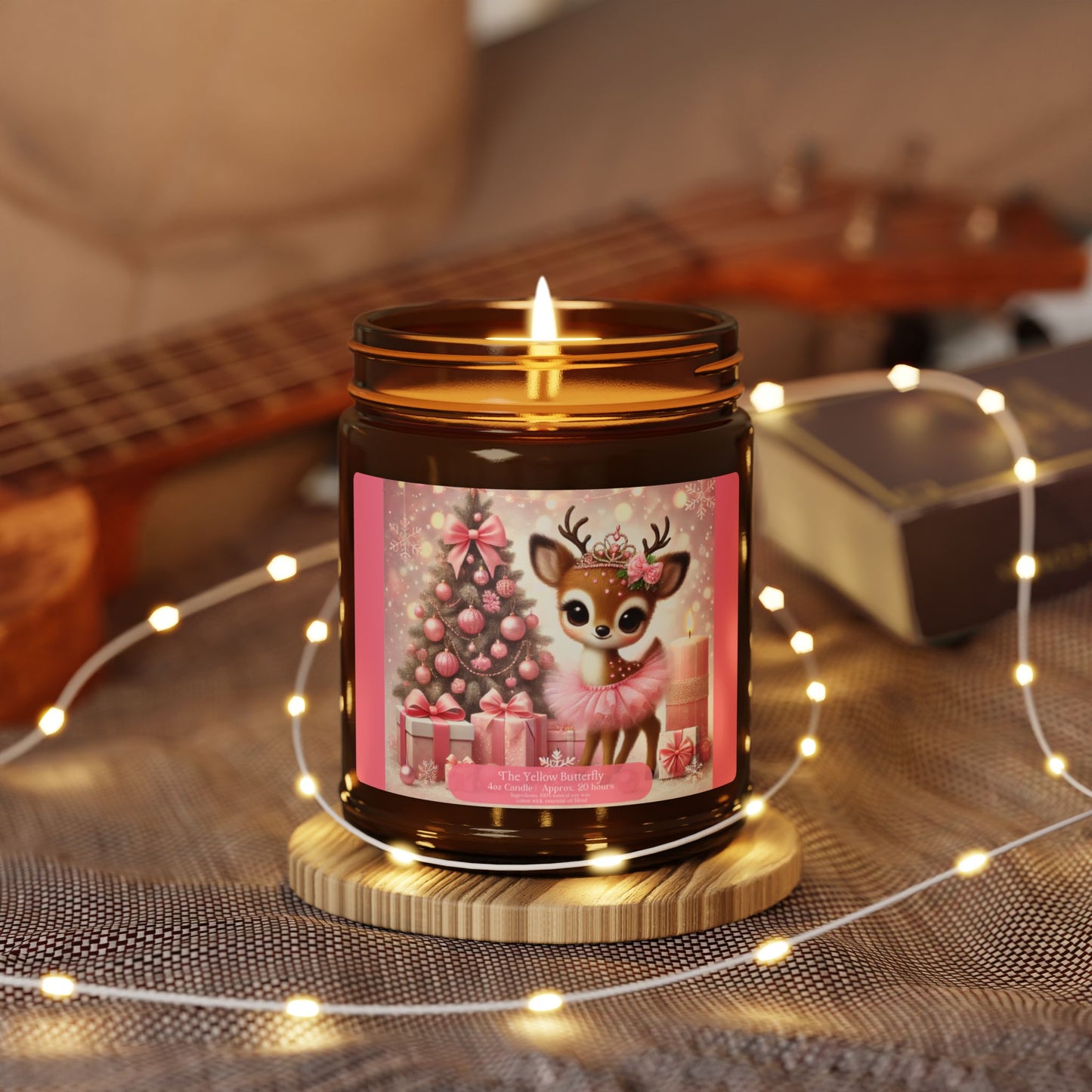 Christmas Reindeer Soy Candle | Available in 4oz & 9oz | (Multi-Size, Amber Jar) by The Yellow Butterfly