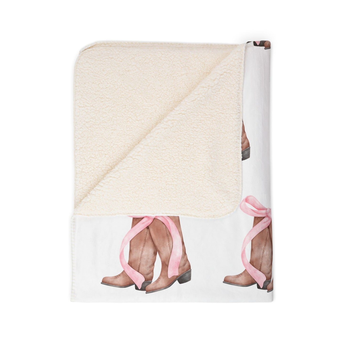 Pink Christmas Boots Fleece Blanket with Bow Design | Cozy Sherpa Blanket in 50"x60" & 60"x80" | The Yellow Butterfly