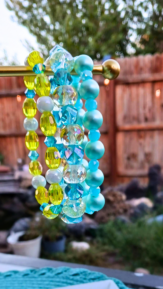 Garden Blue and Yellow Bracelet Stack