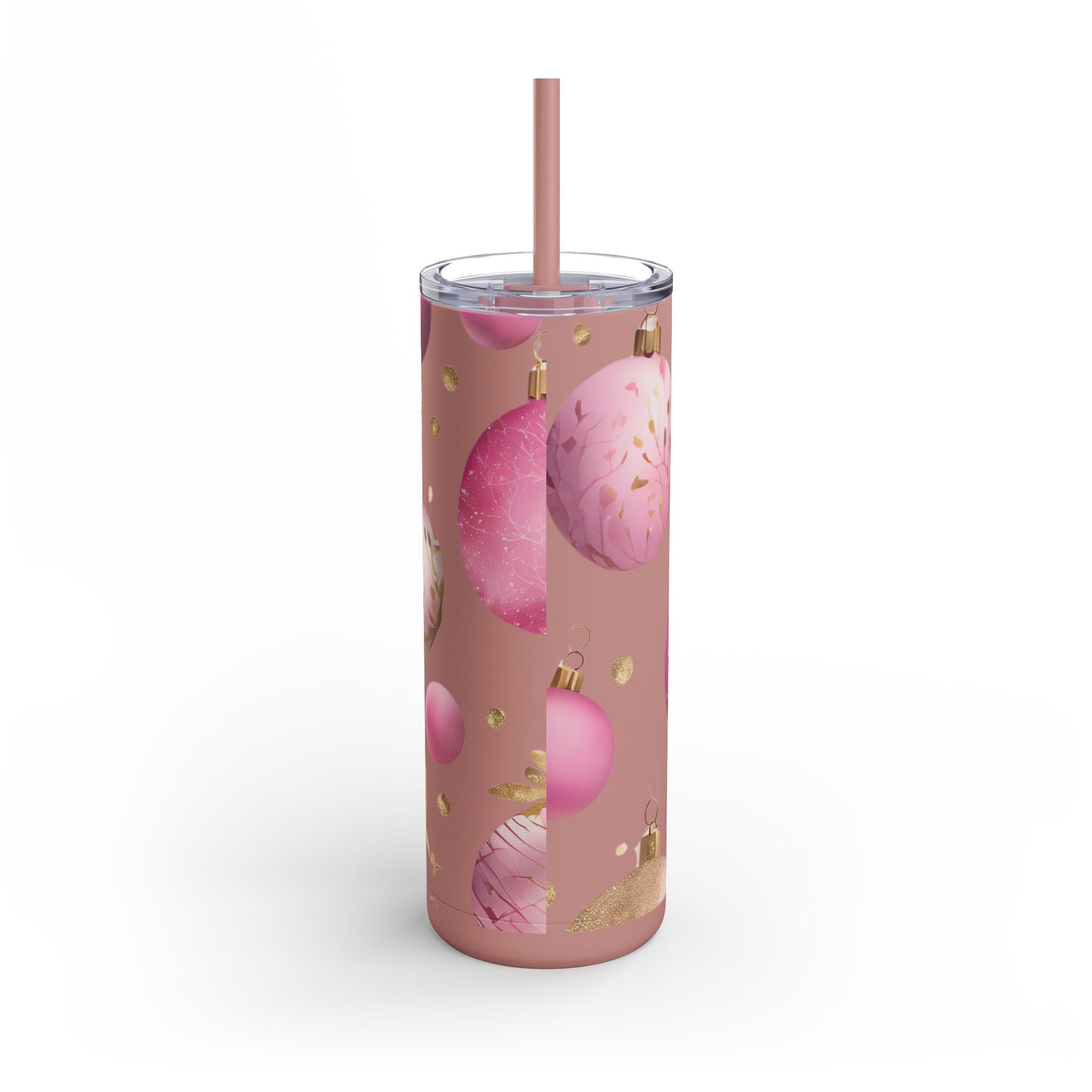 Cute Christmas Ornament Skinny Tumbler – 20oz Matte Skinny Tumbler  Dusty Rose, Dusty Blue, Sea Glass