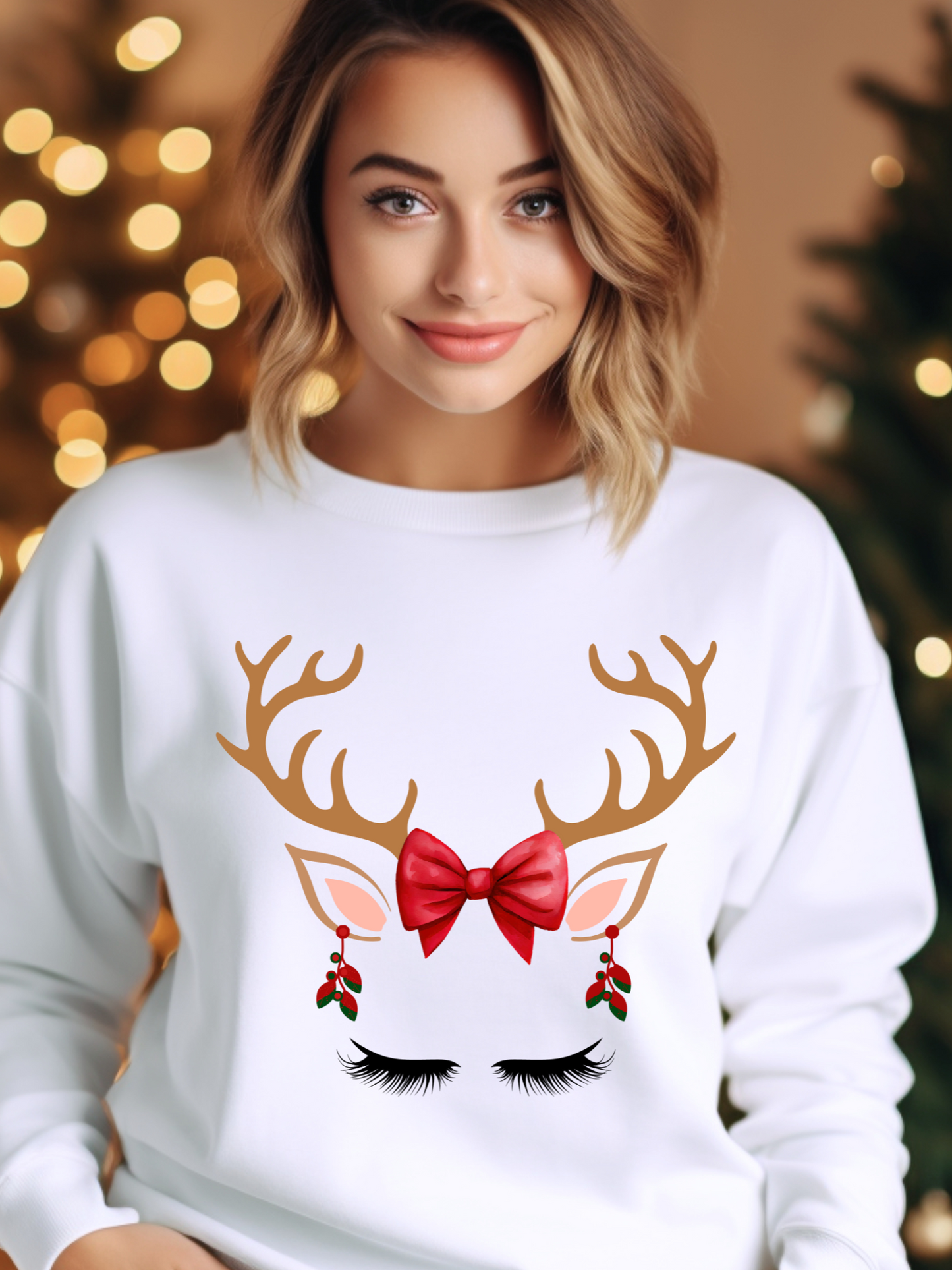 Christmas Glam Deer Antlers Sweatshirt